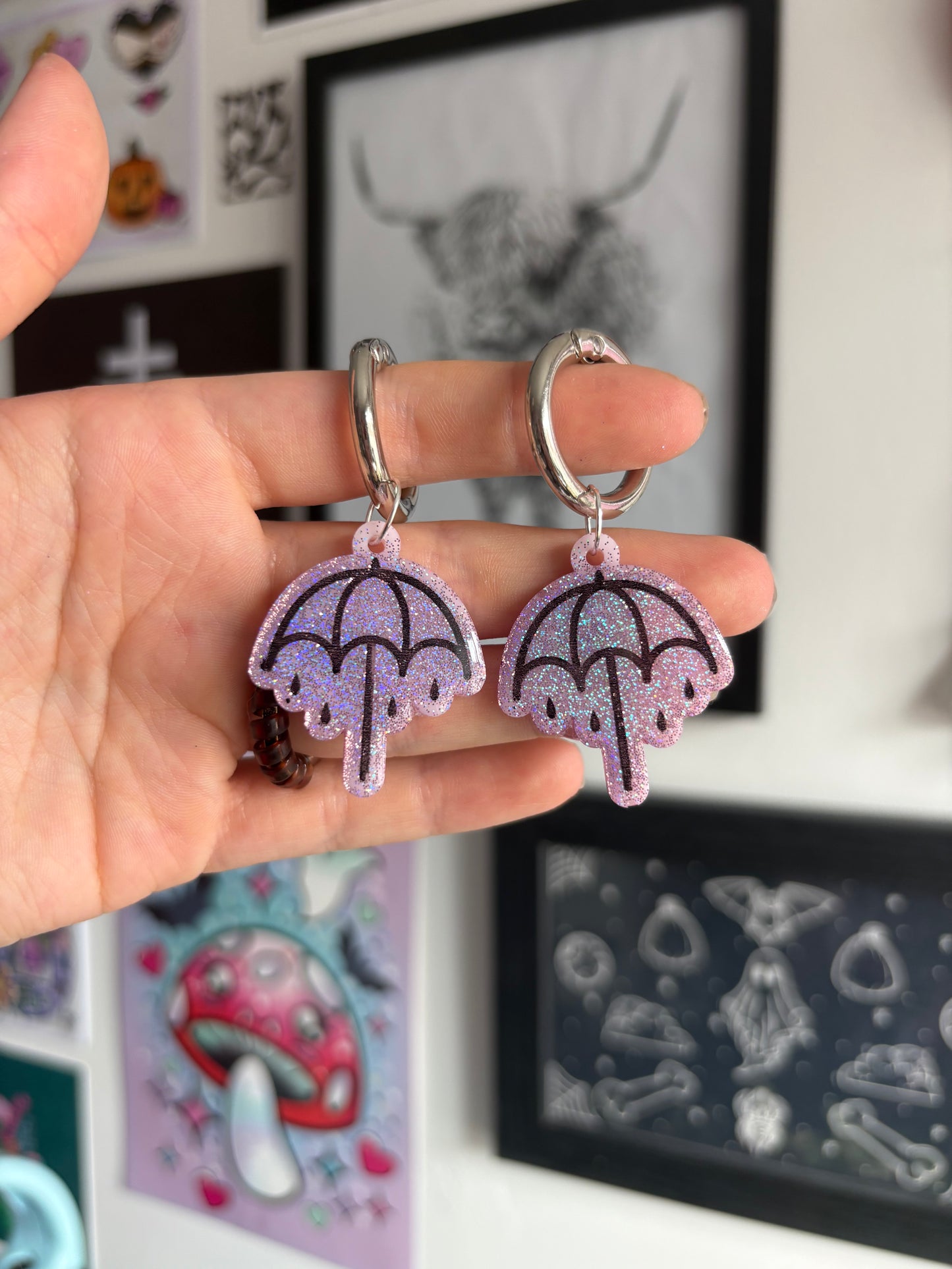 Pink Holographic Rainy Umbrella Boot Charms