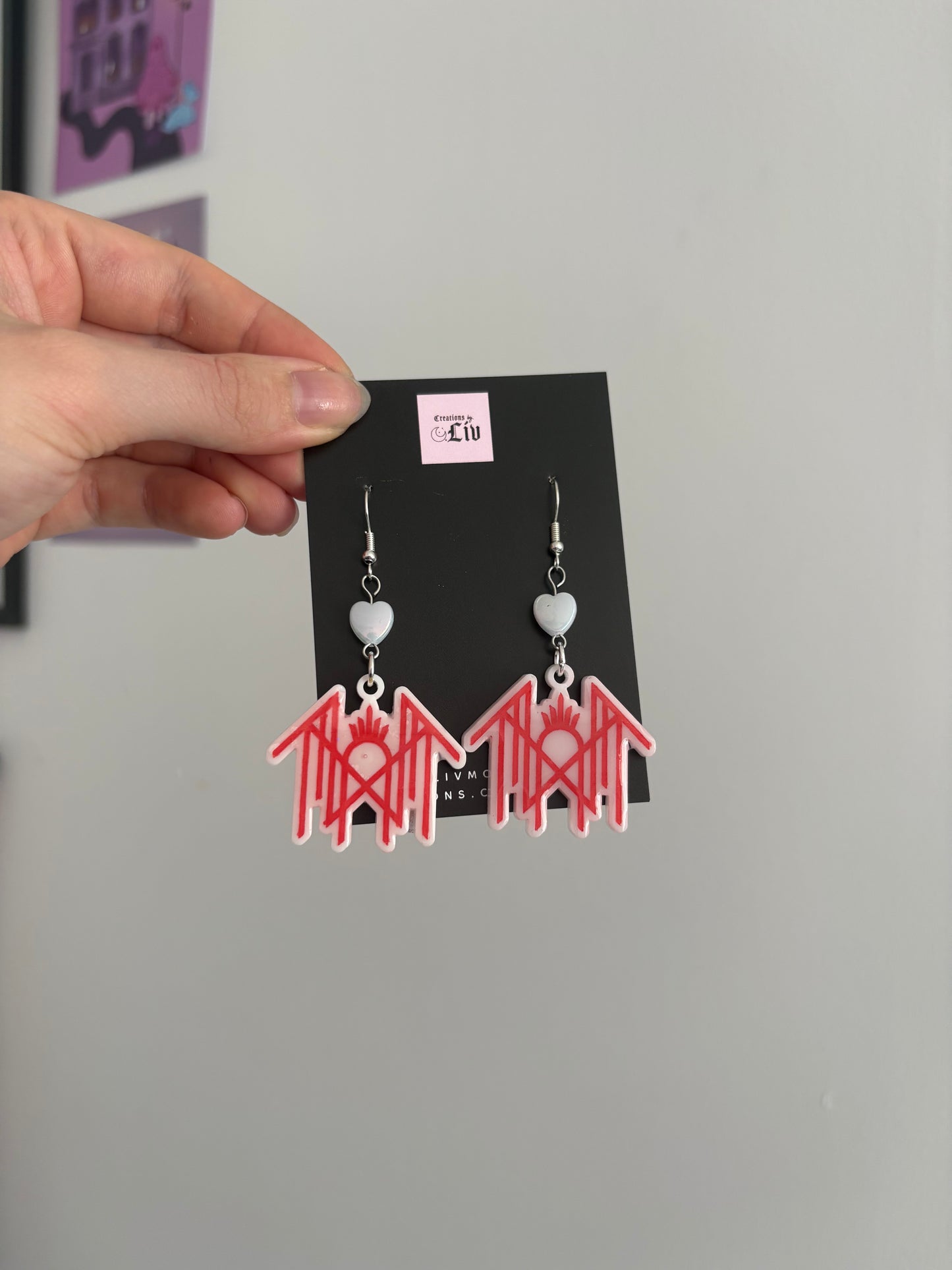 White & Red Sleepy Earrings