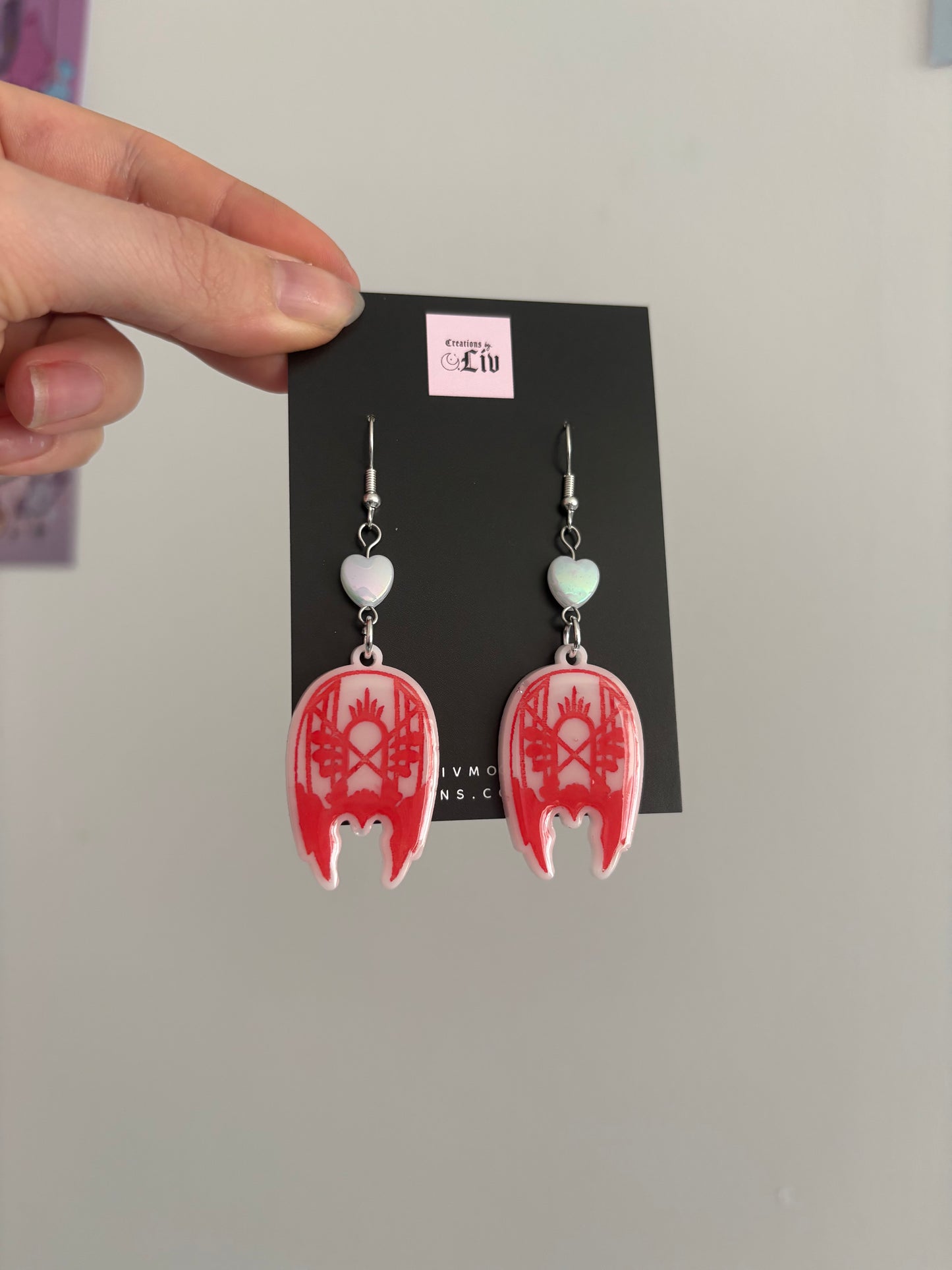 White & Red Sleepy Mask Earrings