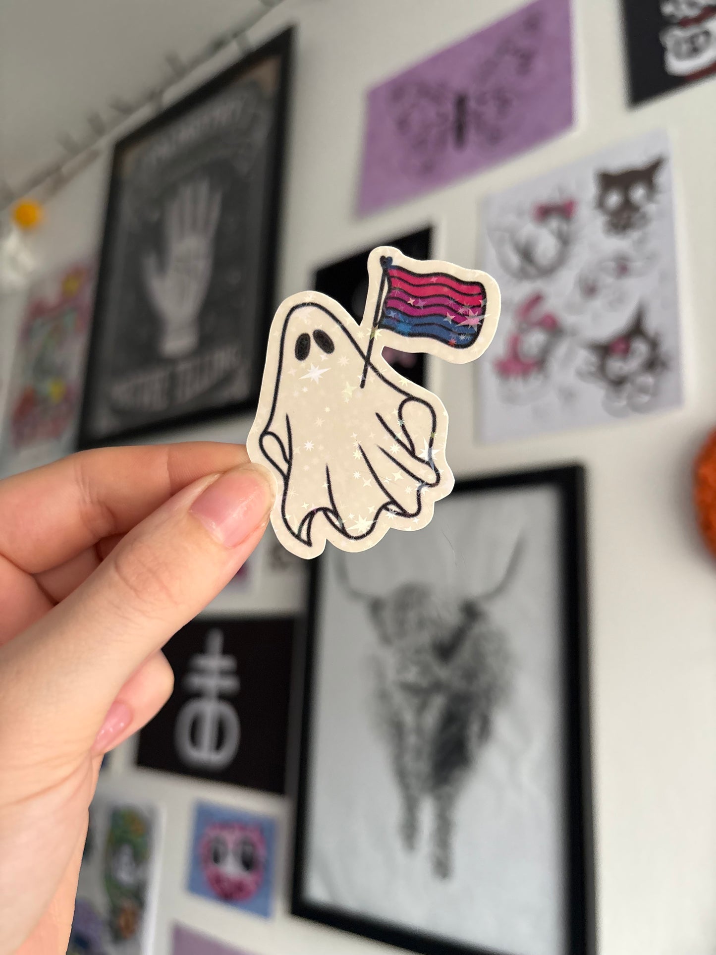 Bi Pride Ghost Holographic Sticker