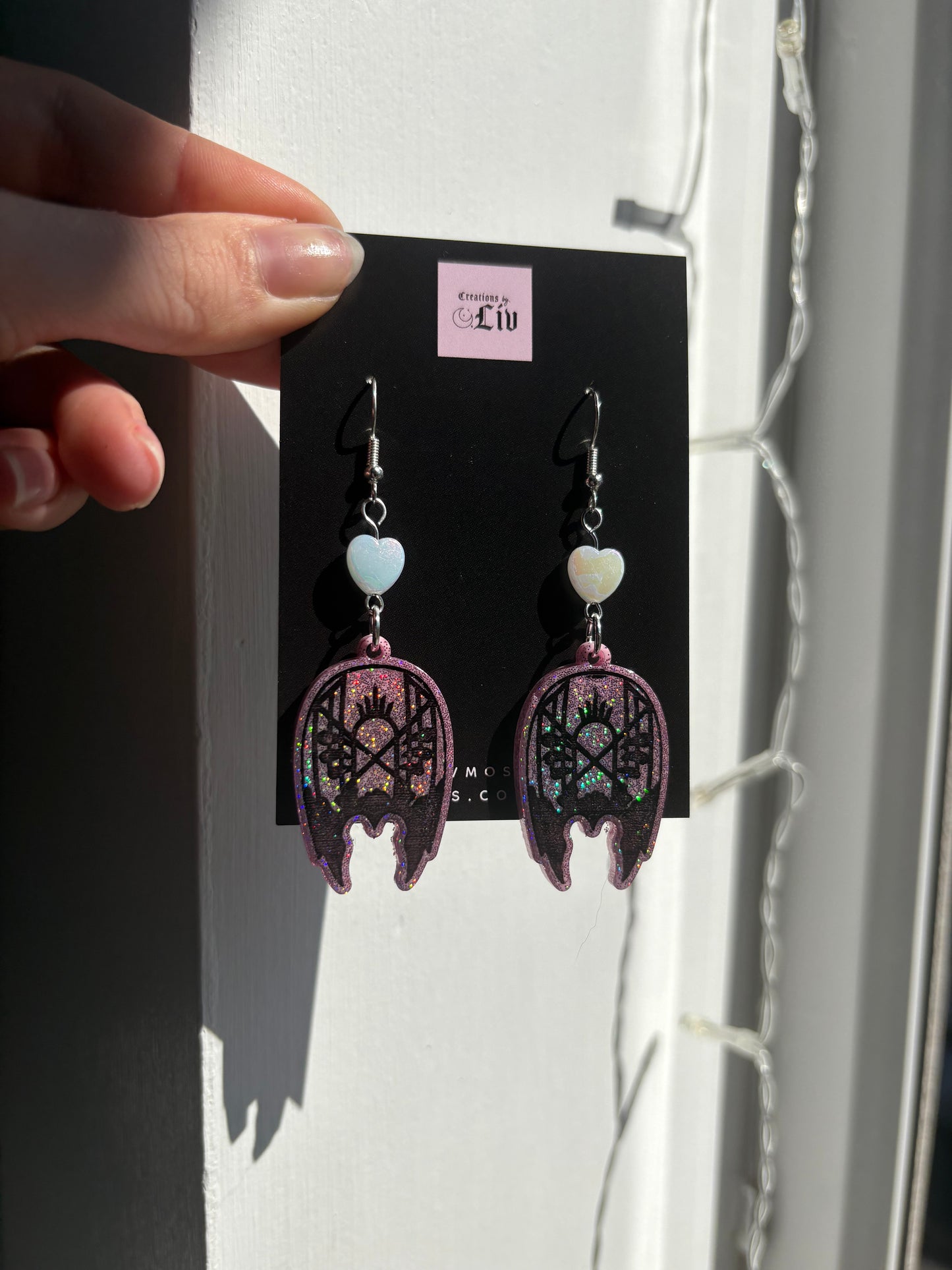 Pink Holographic Sleepy Mask Earrings