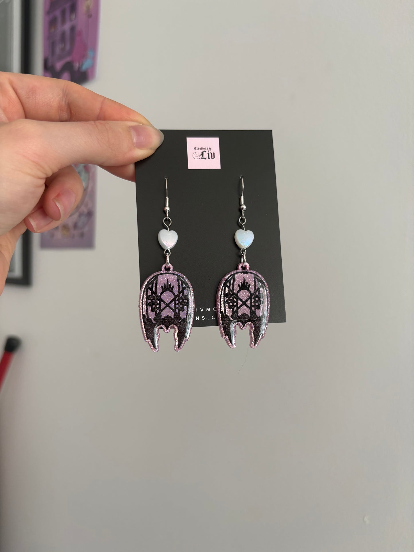 Pink Holographic Sleepy Mask Earrings