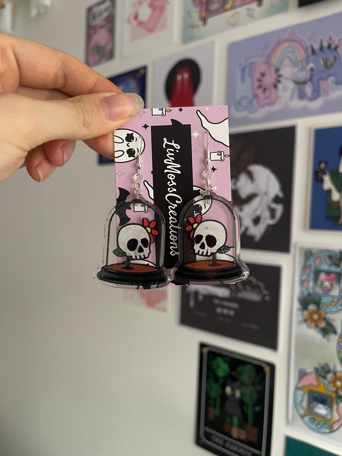 Gothic Clear Skull Jar Earrings