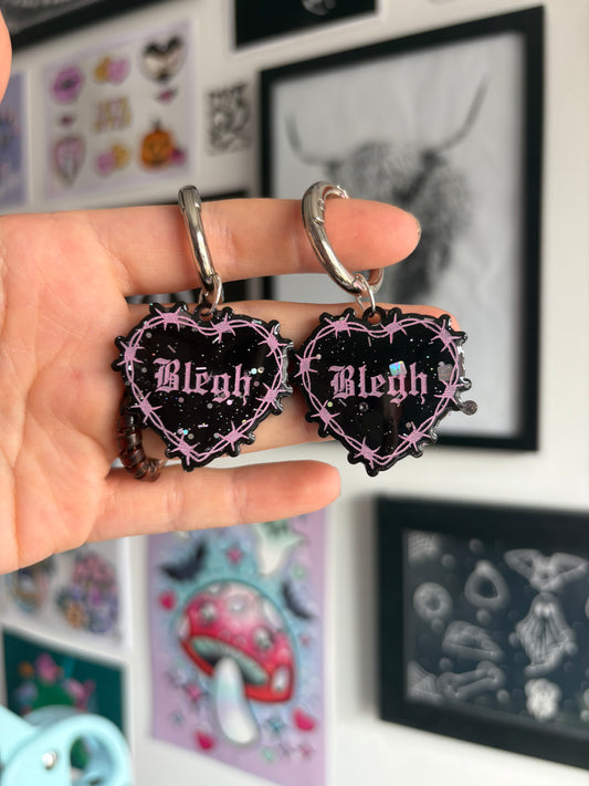 Black & Pink Blegh Barbed Heart Boot Charms