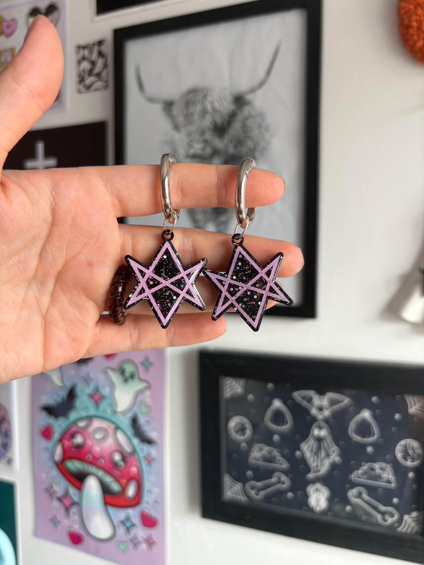 Black & Pink Hexagram Boot Charms