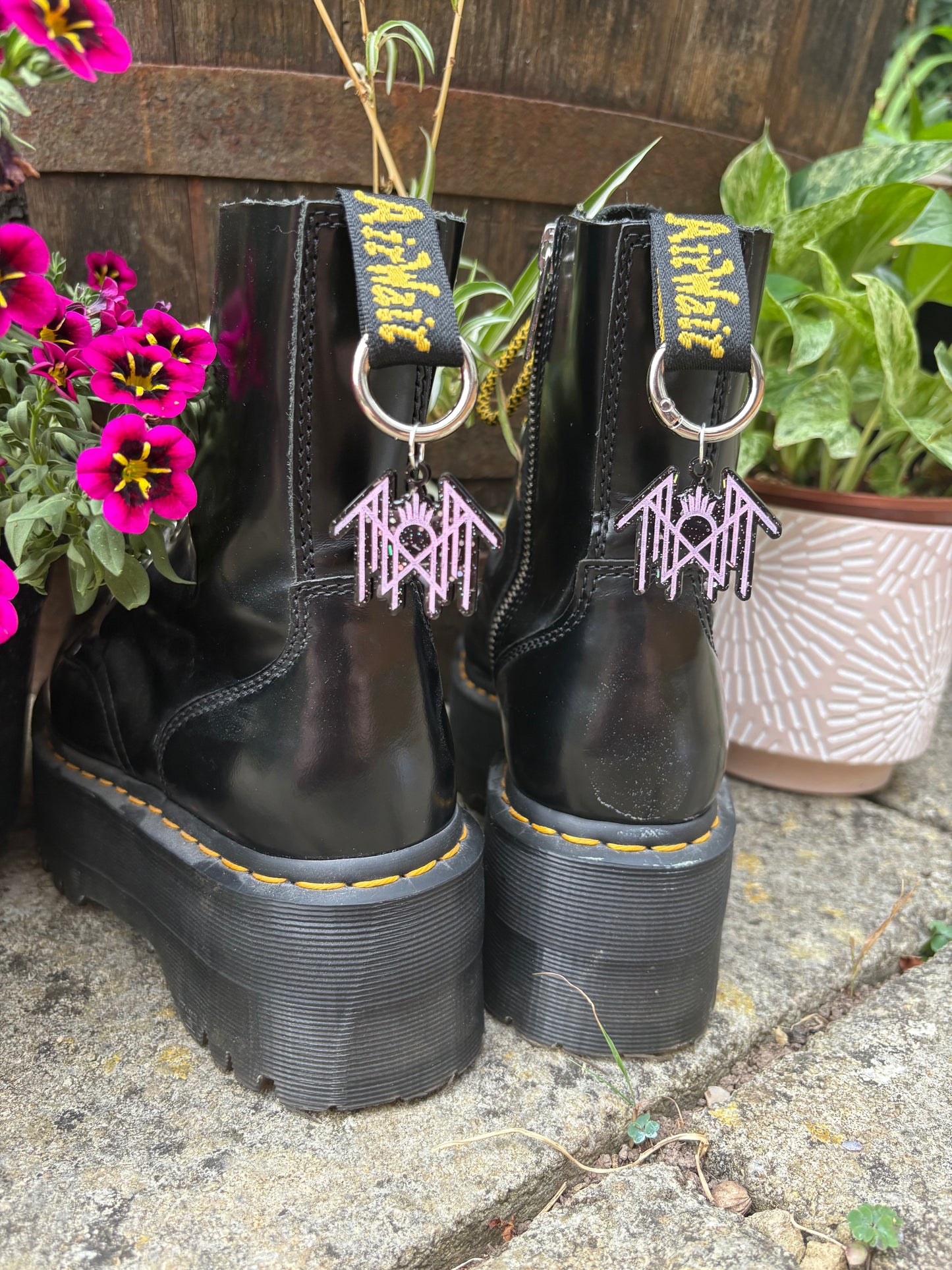 Black & Pink Sleepy Boot Charms