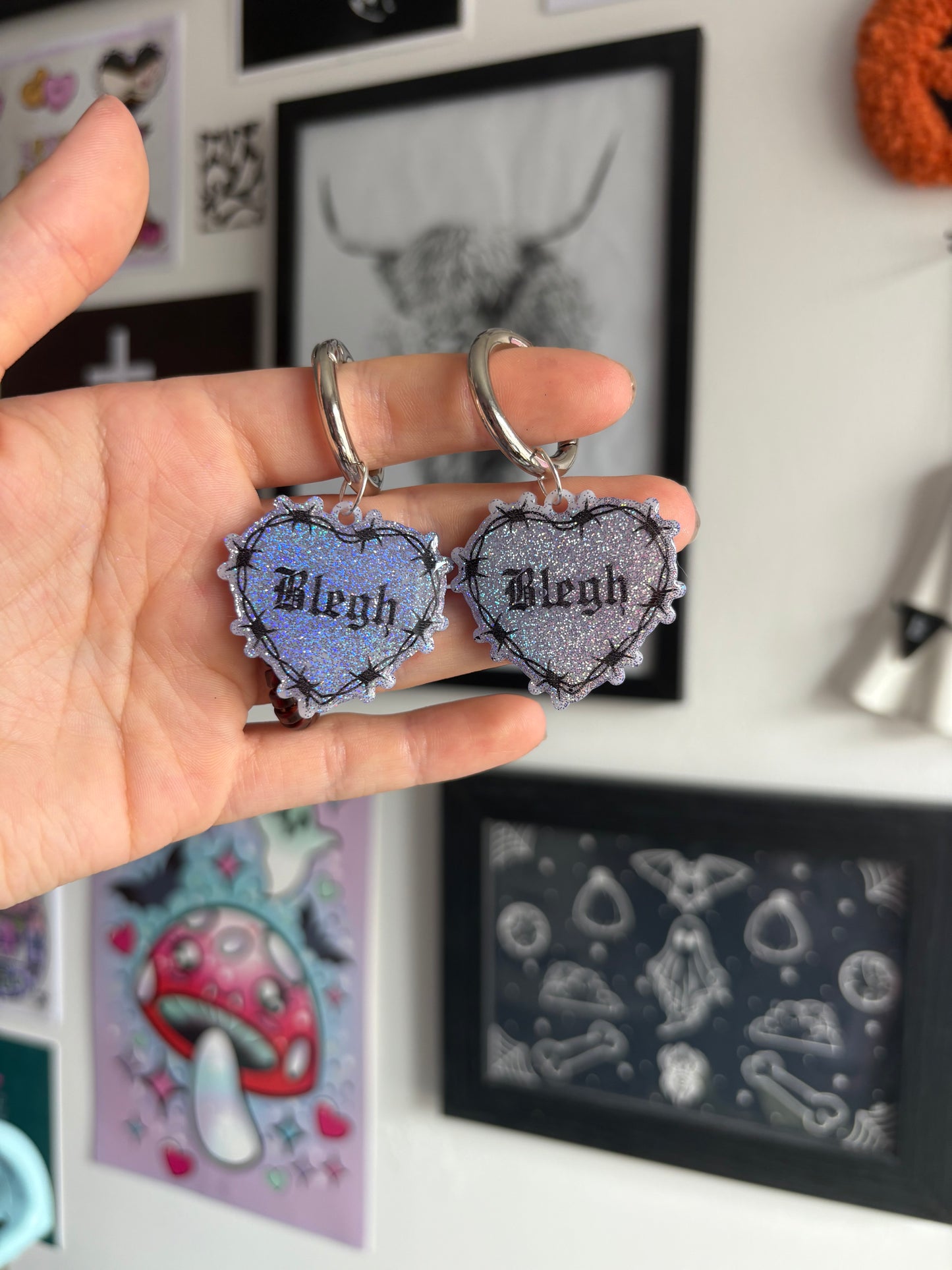 Lilac Holographic Blegh Barbed Heart Boot Charms