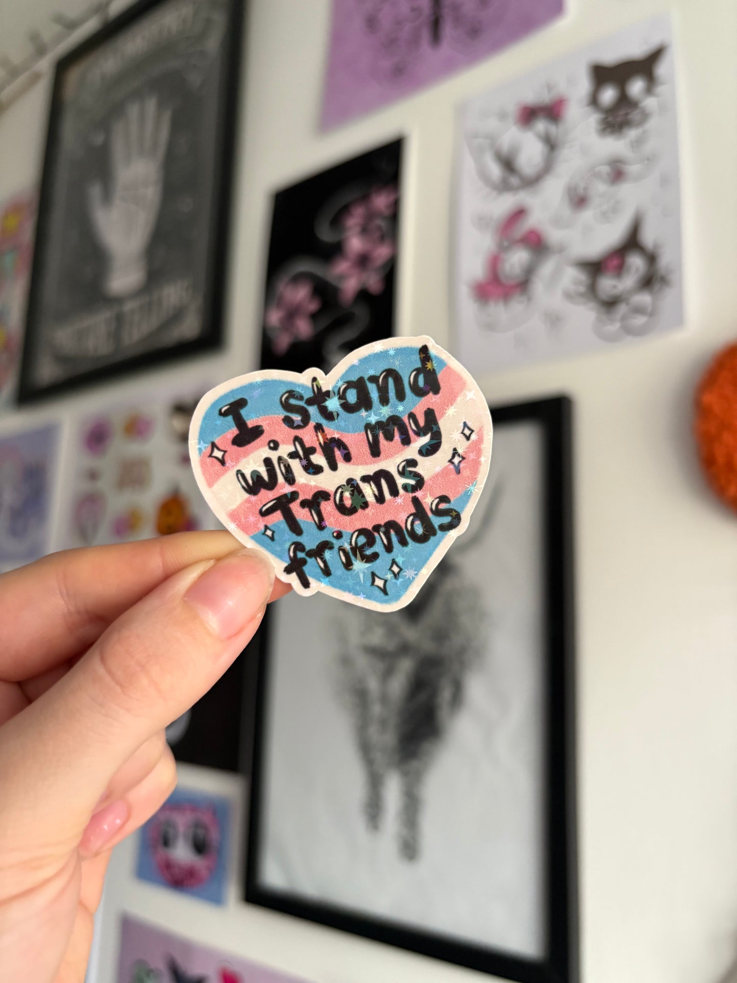 I Stand With Trans Holographic Sticker