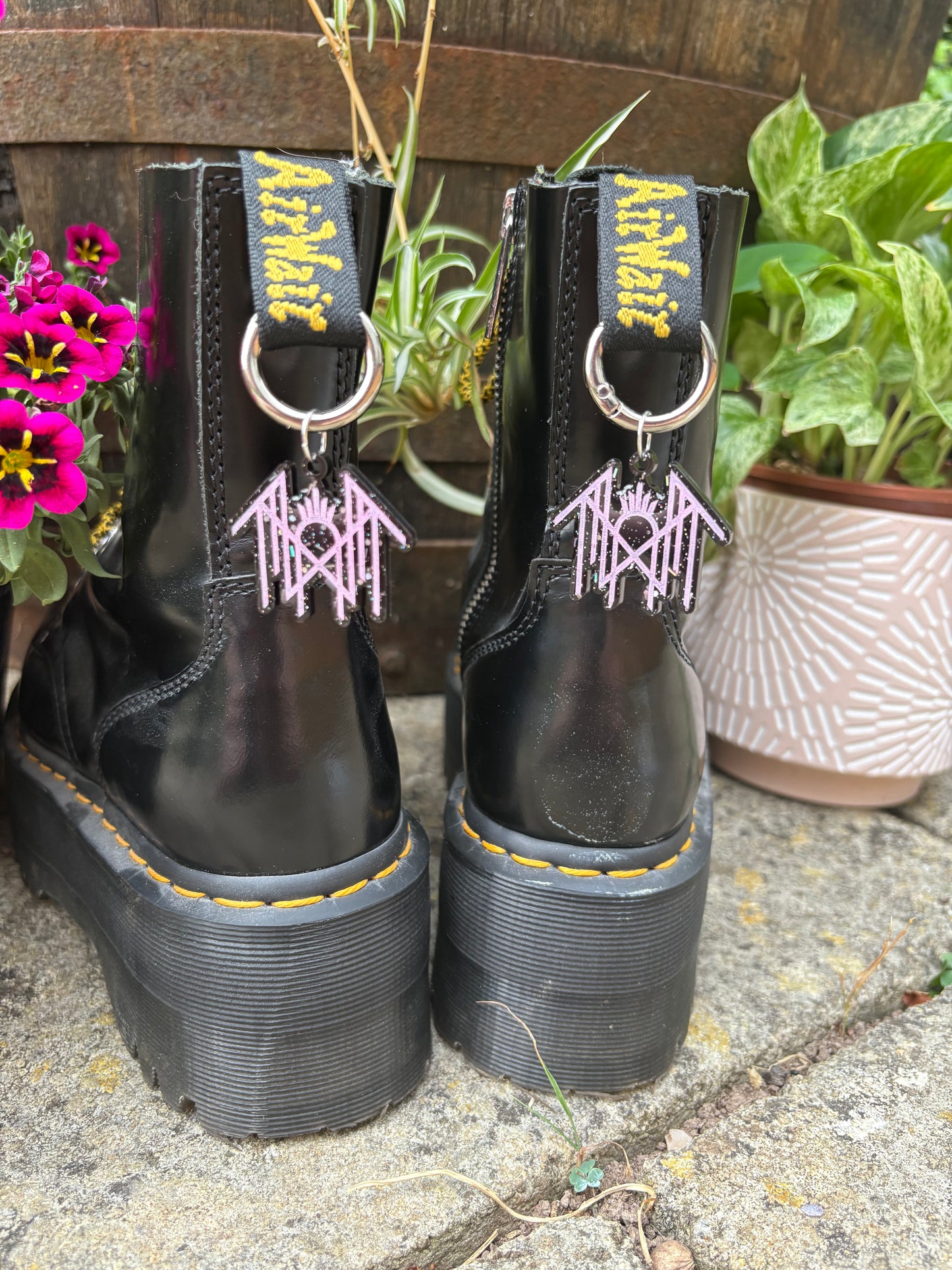 Black & Pink Sleepy Boot Charms