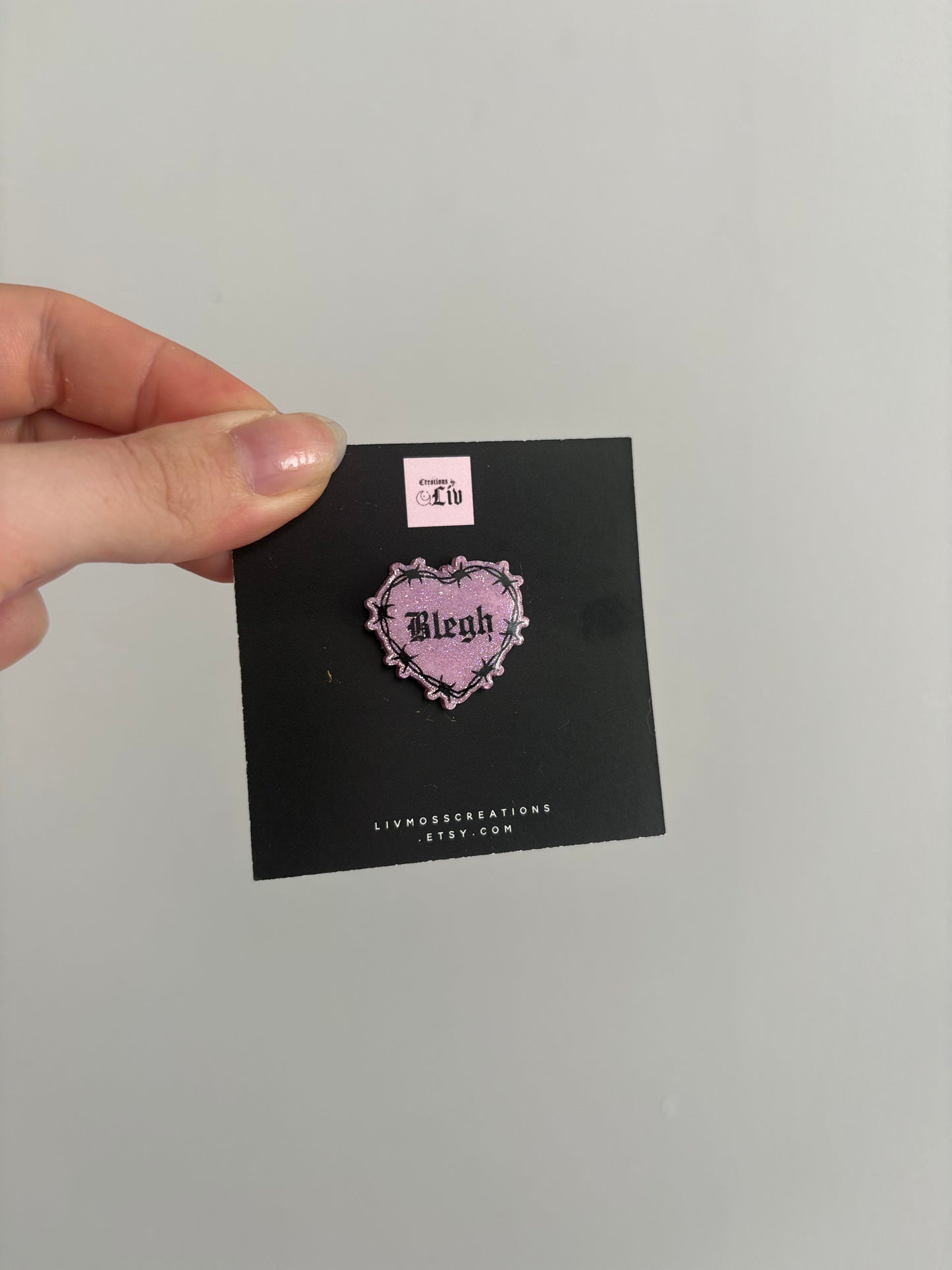 Pink Holographic Blegh Resin Pin