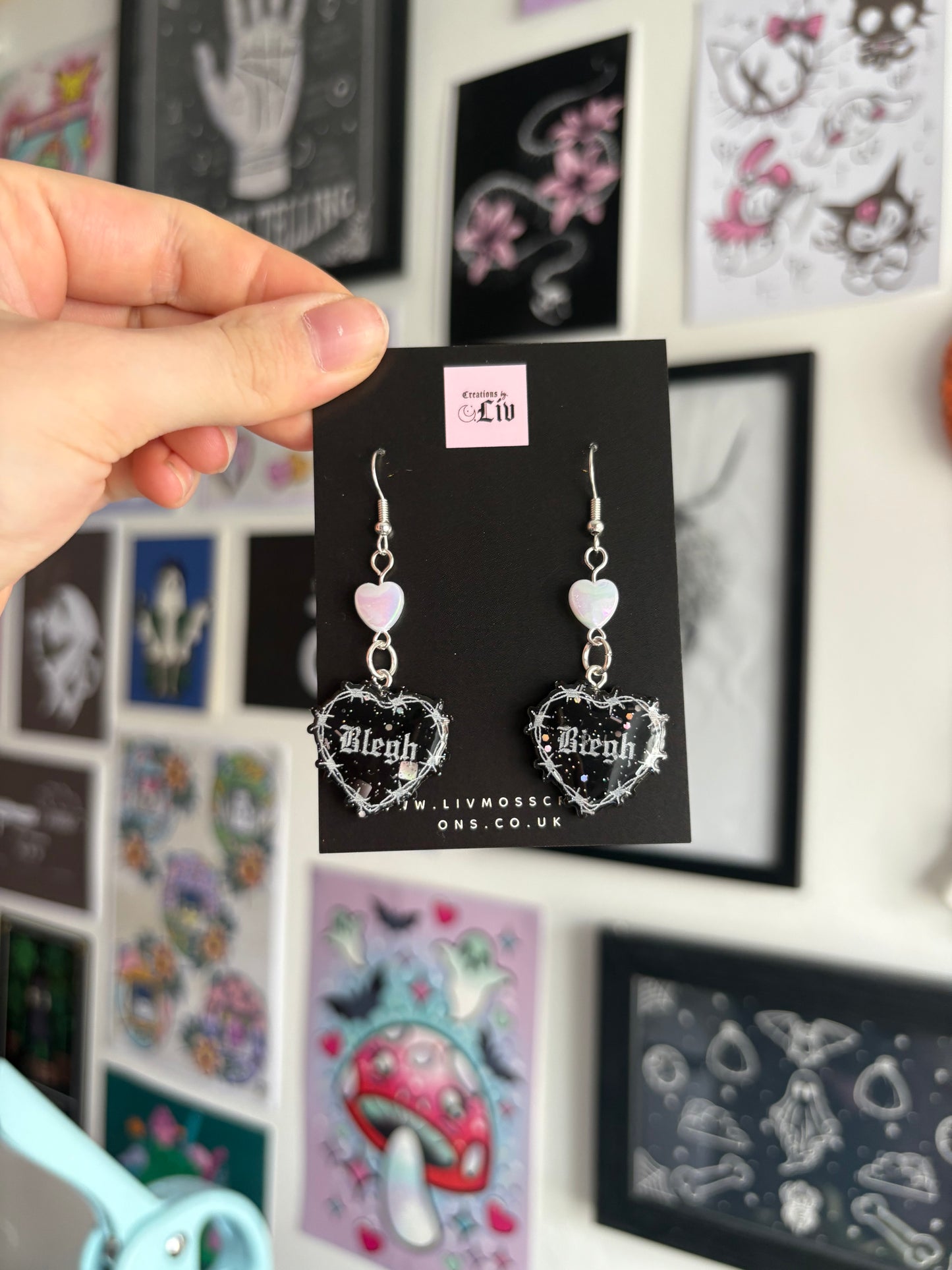 Small Blegh Barbed Heart Earrings