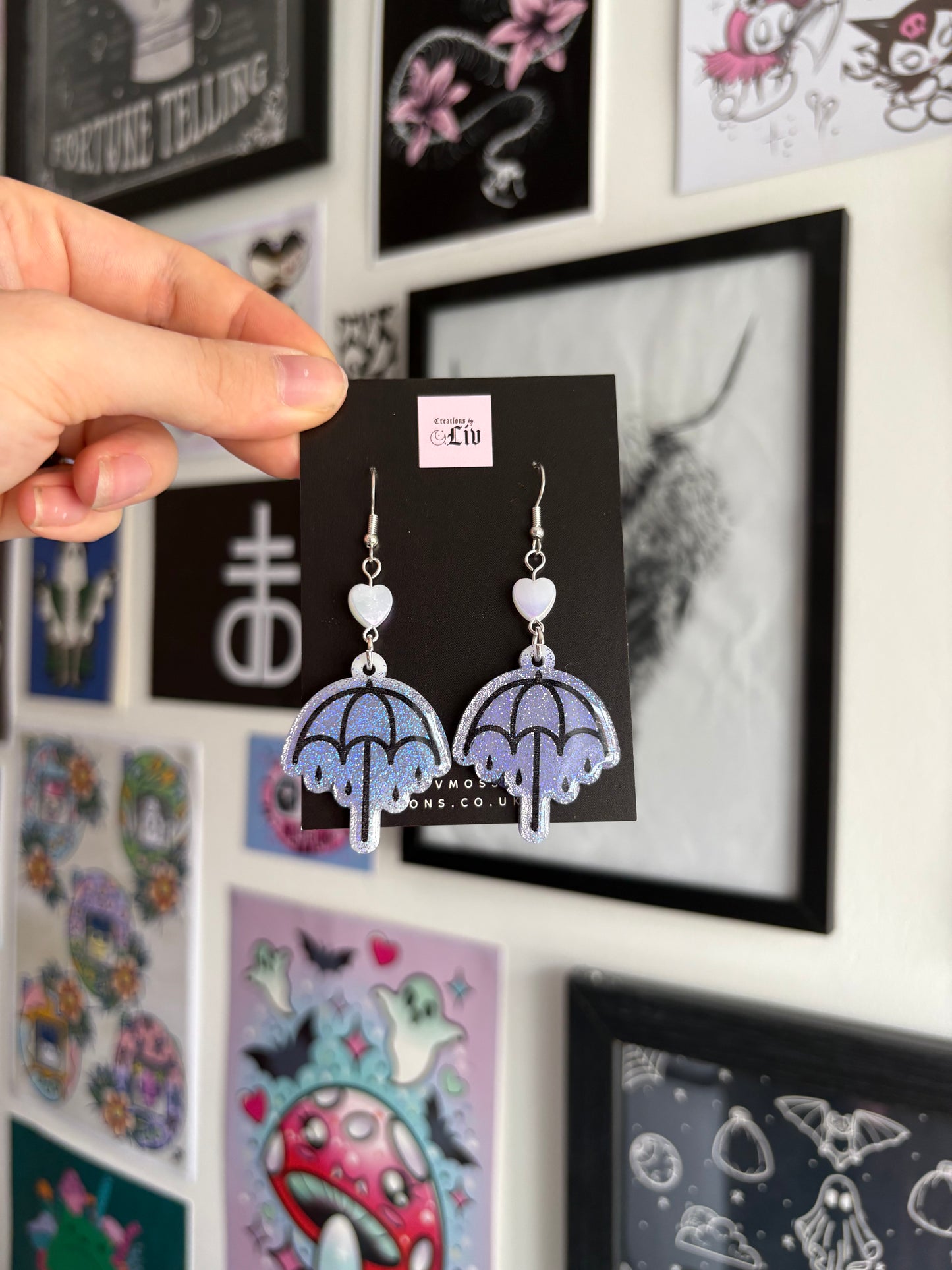 Lilac Holographic Rainy Umbrella Earrings
