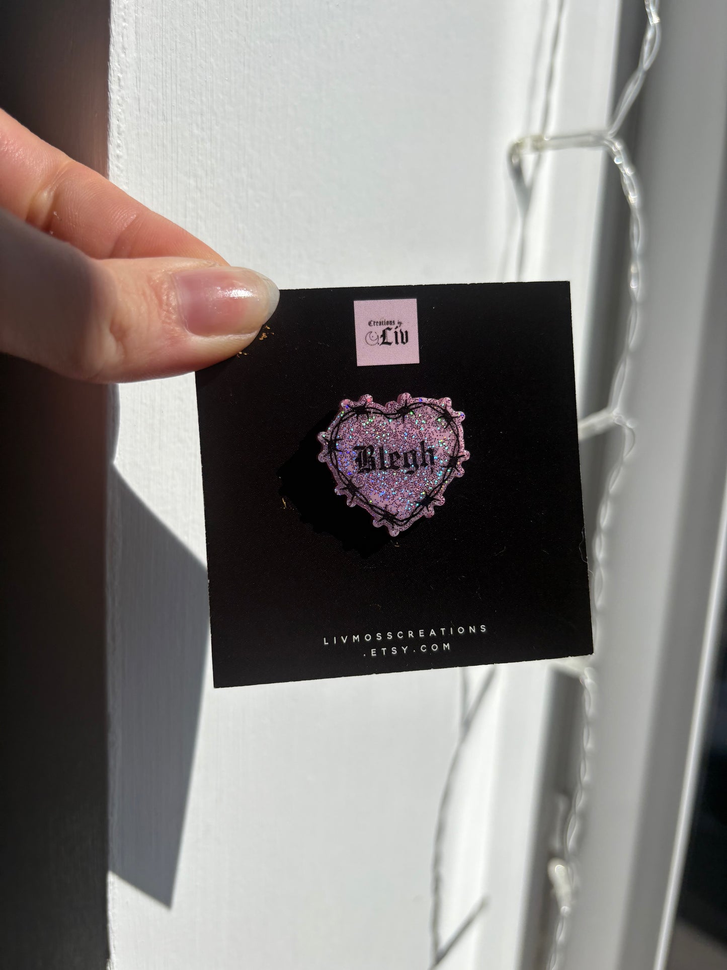 Pink Holographic Blegh Resin Pin