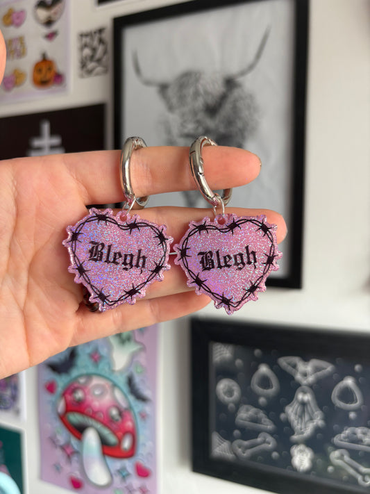 Pink Holographic Blegh Barbed Heart Boot Charms