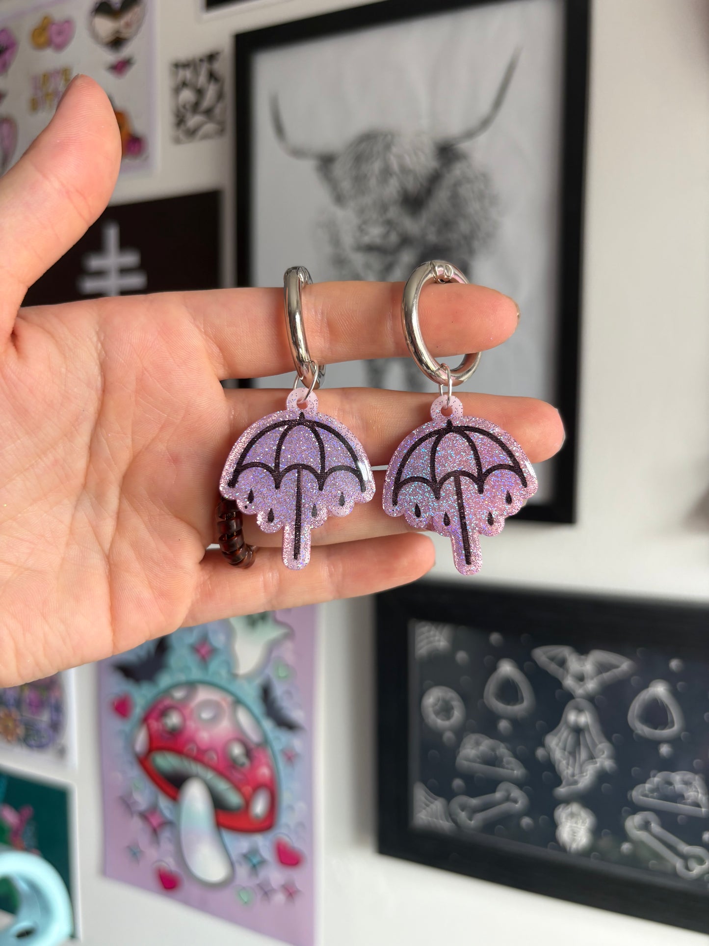 Pink Holographic Rainy Umbrella Boot Charms