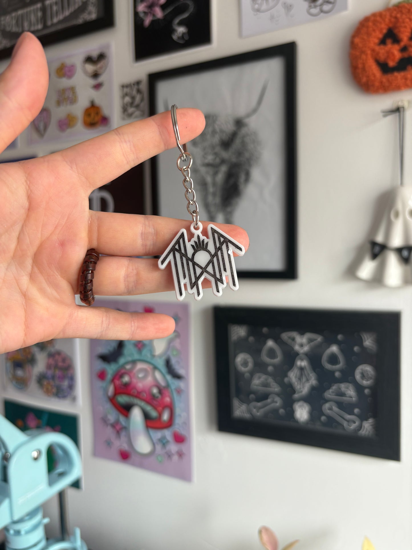 White Sleepy Keyring