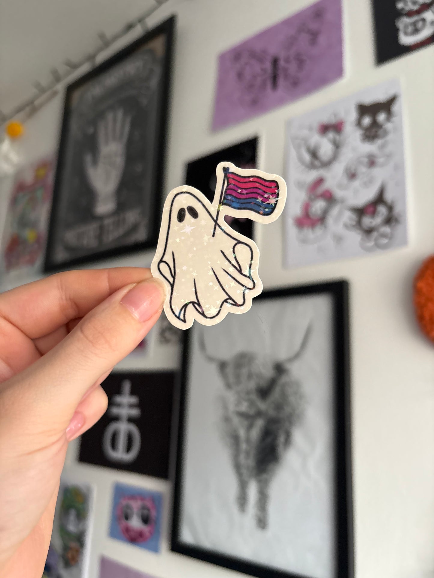 Bi Pride Ghost Holographic Sticker
