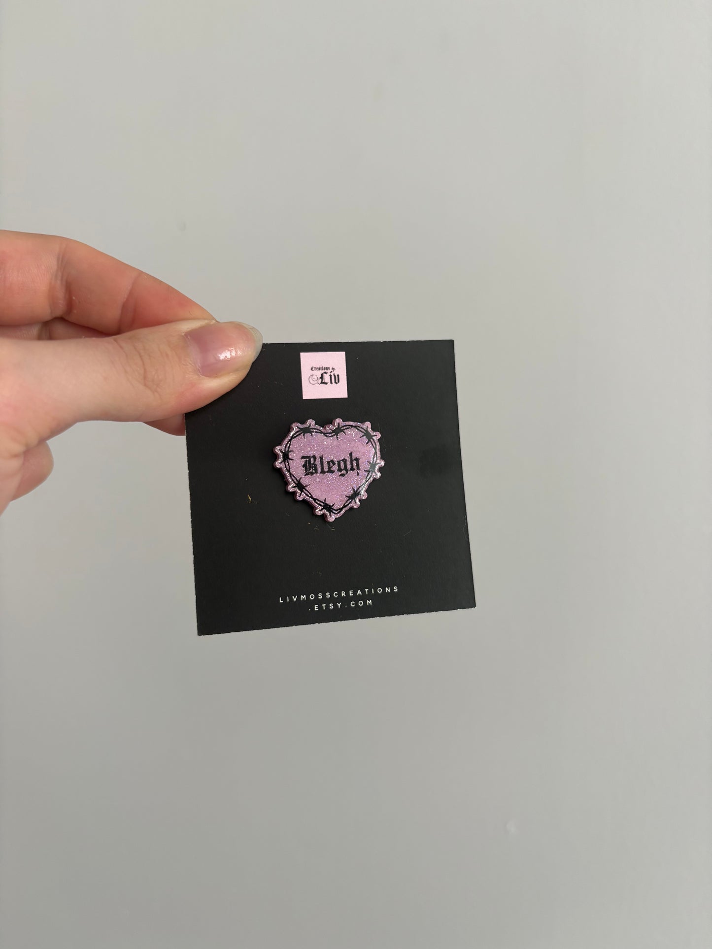 Pink Holographic Blegh Resin Pin
