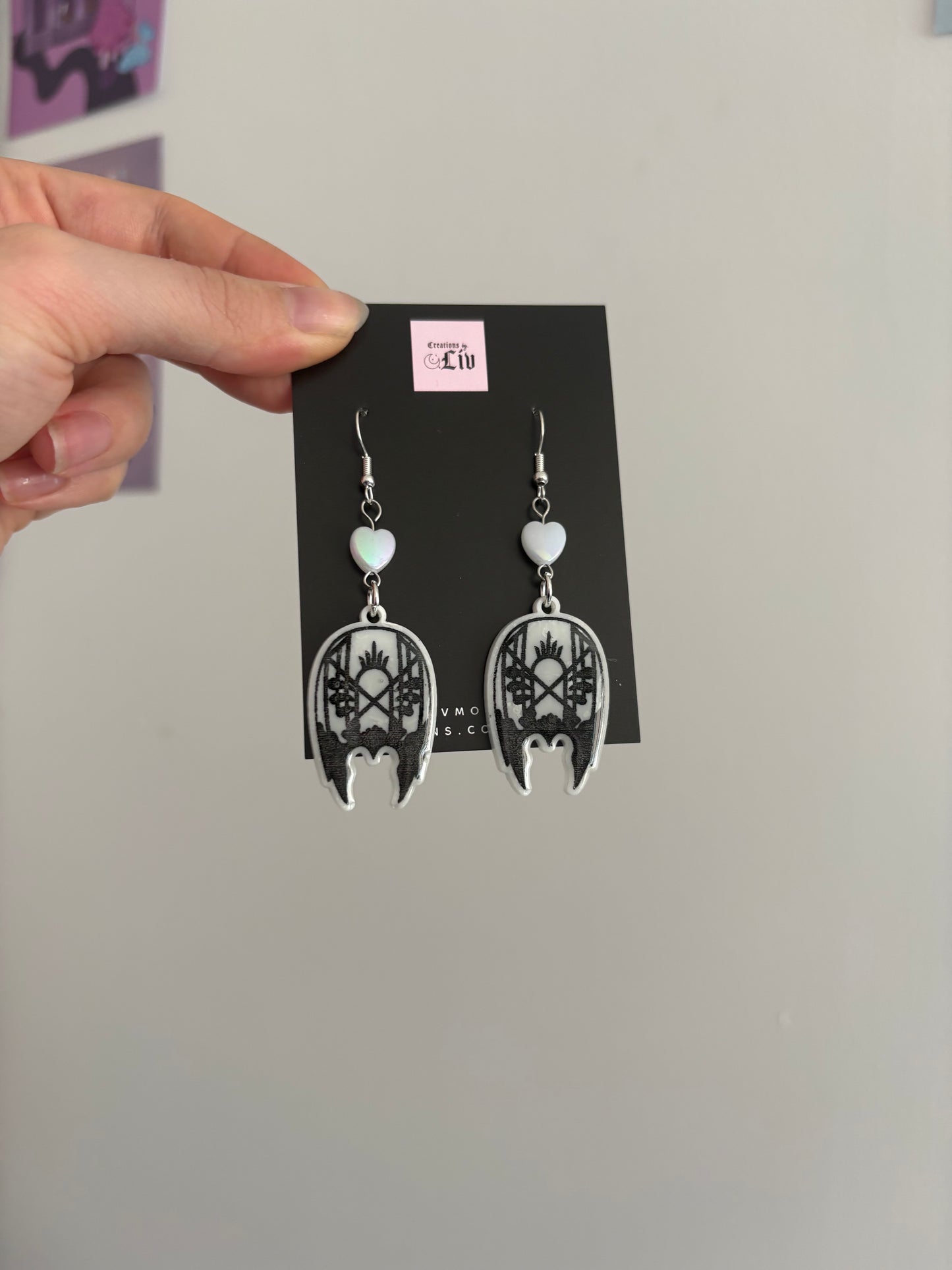 White Sleepy Mask Earrings