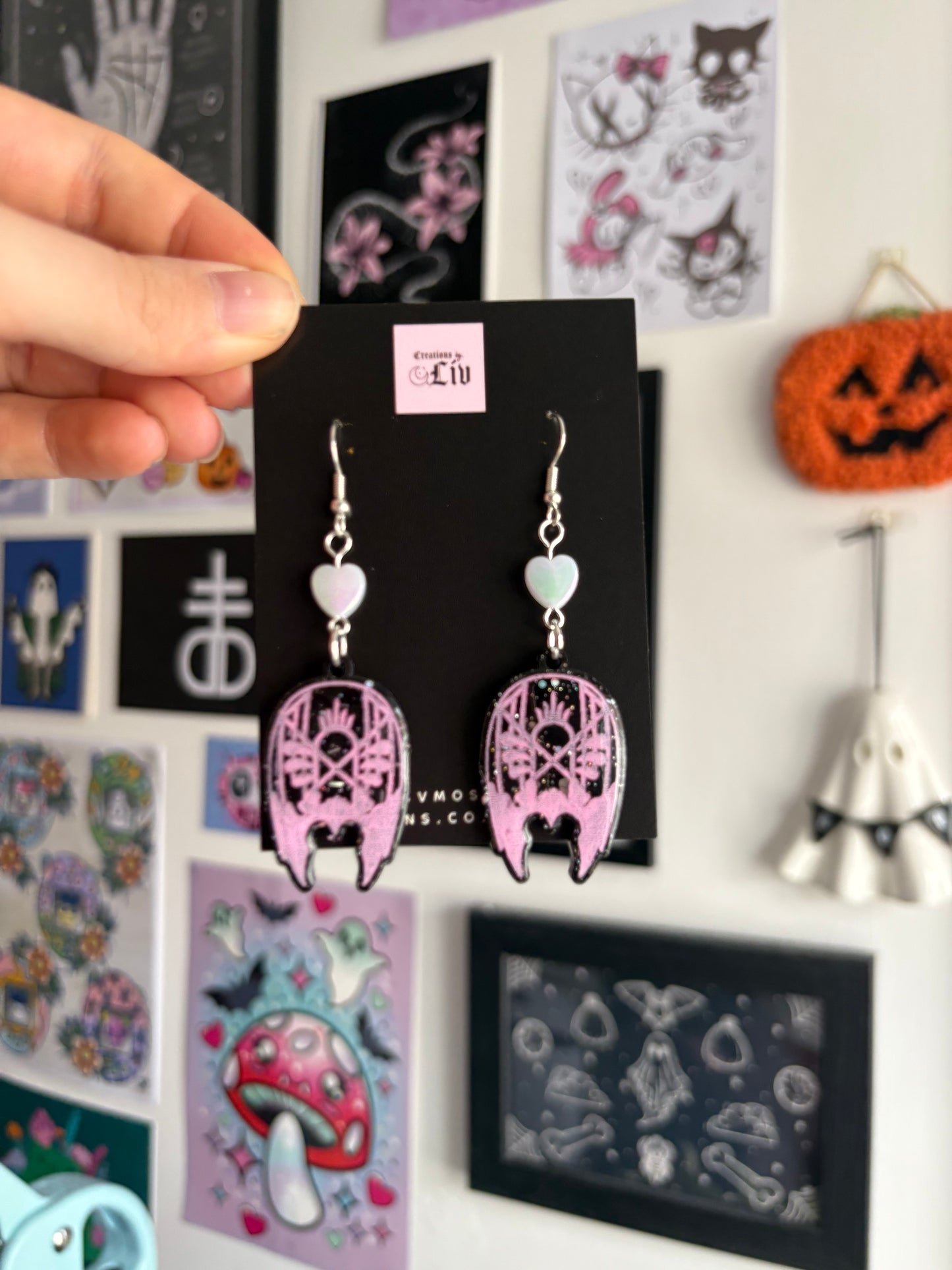Black & Pink Sleepy Mask Earrings