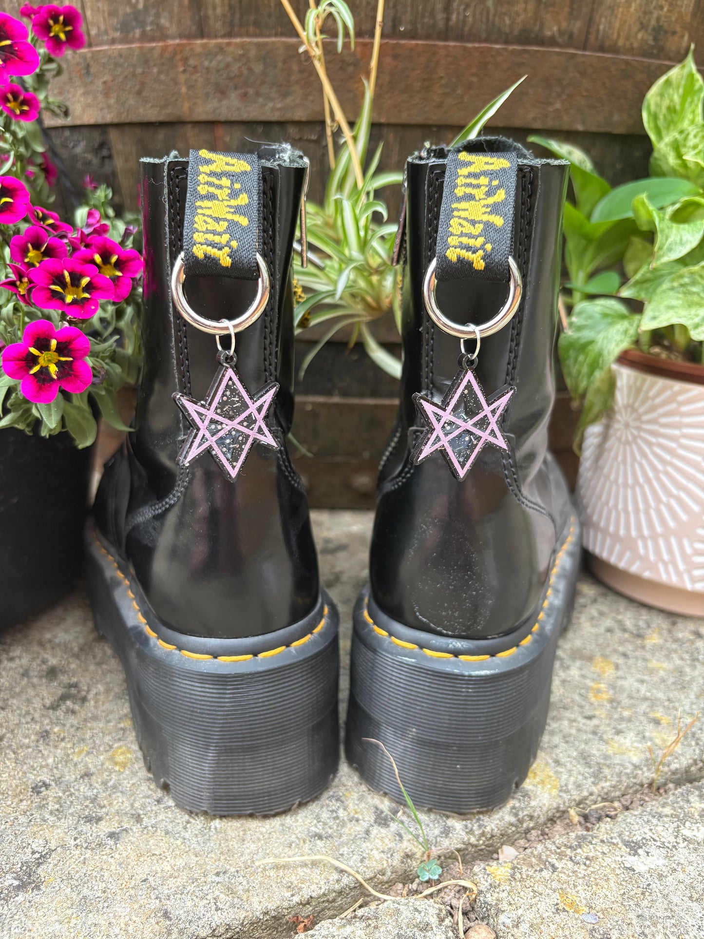 Black & Pink Hexagram Boot Charms