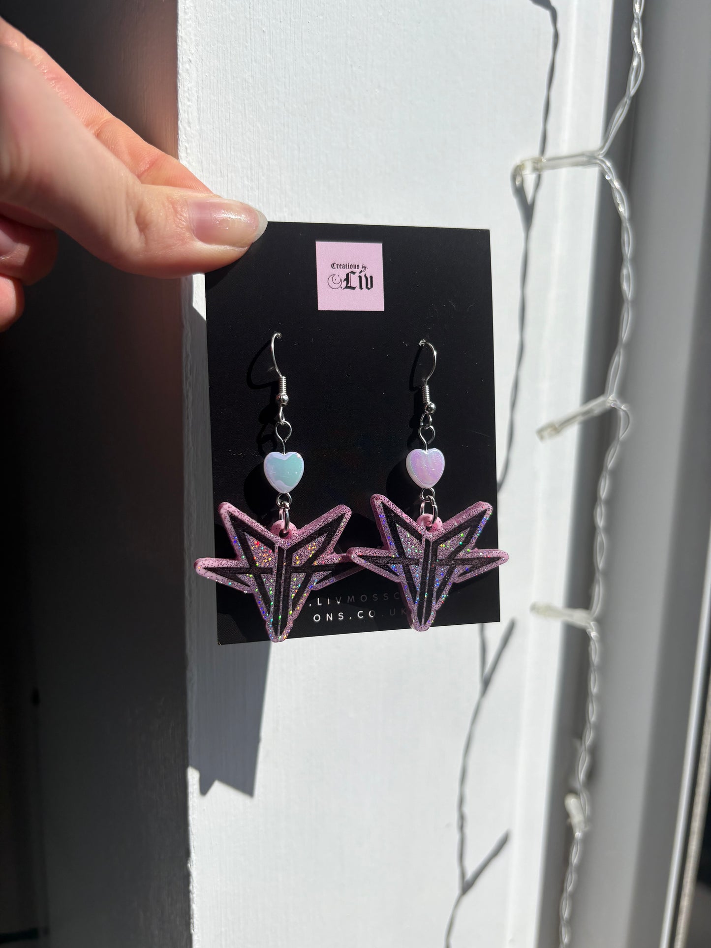 Pink Holographic Falling Backwards Earrings