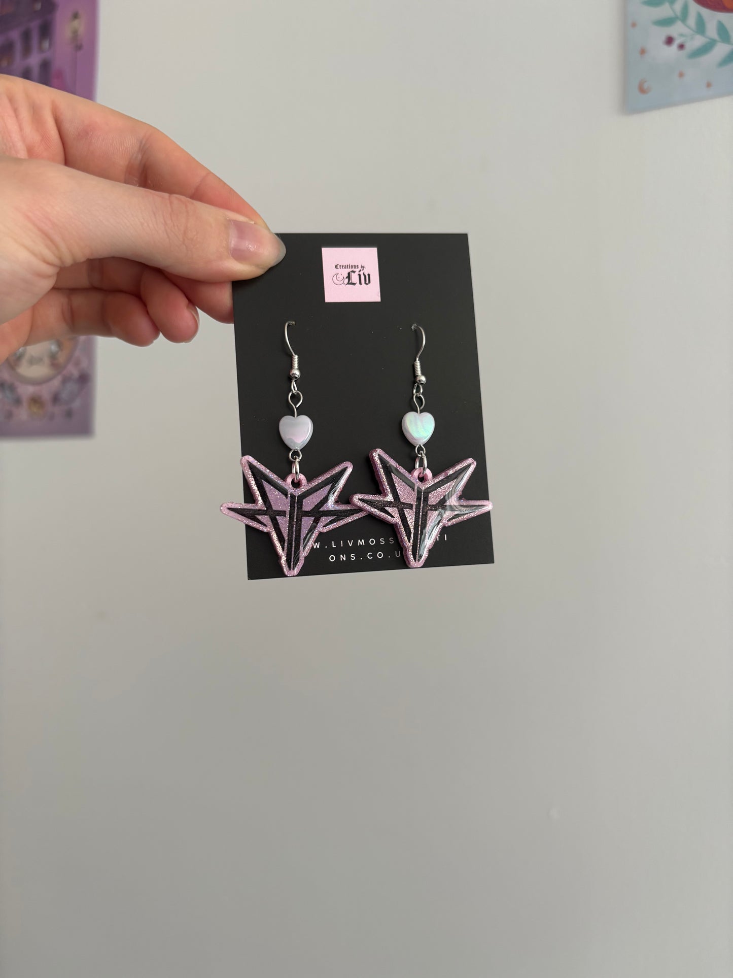 Pink Holographic Falling Backwards Earrings