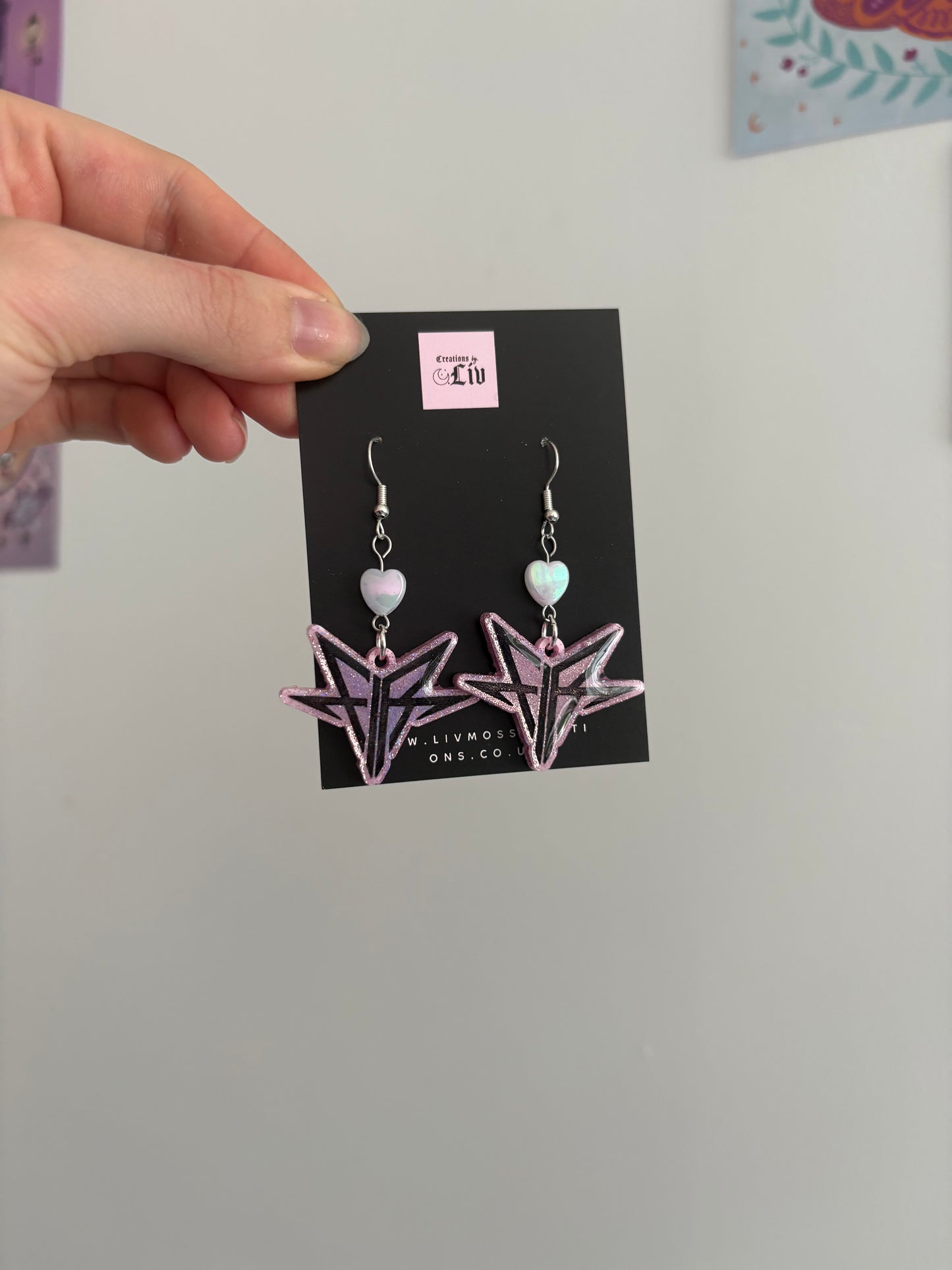 Pink Holographic Falling Backwards Earrings