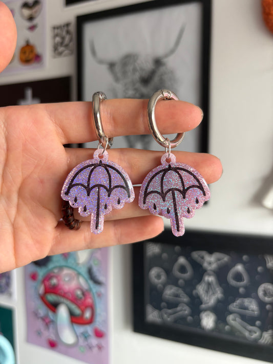 Pink Holographic Rainy Umbrella Boot Charms