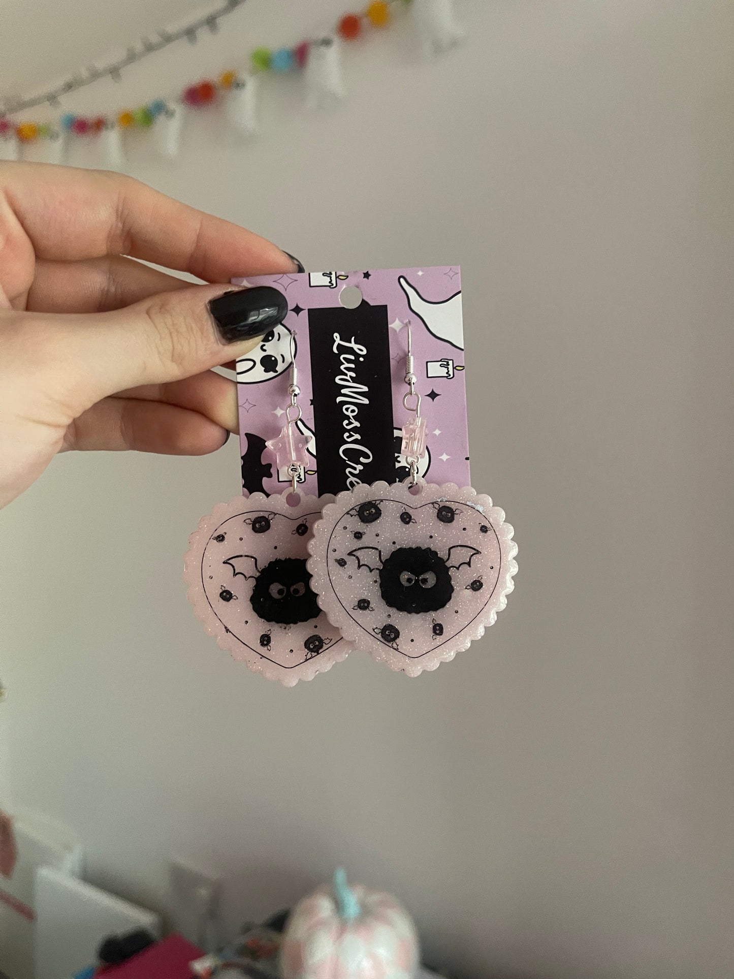 Bat Sprite Hearts Earrings
