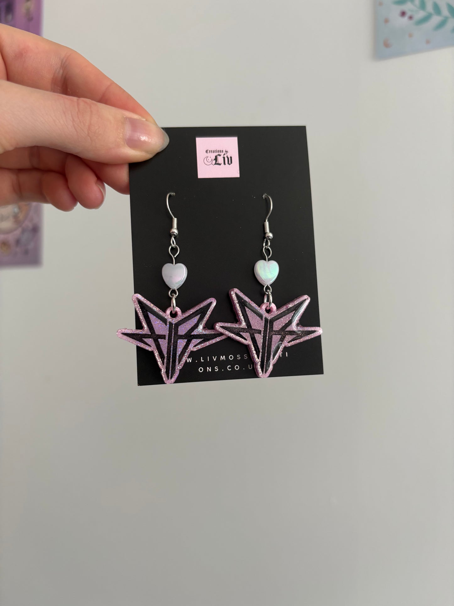 Pink Holographic Falling Backwards Earrings
