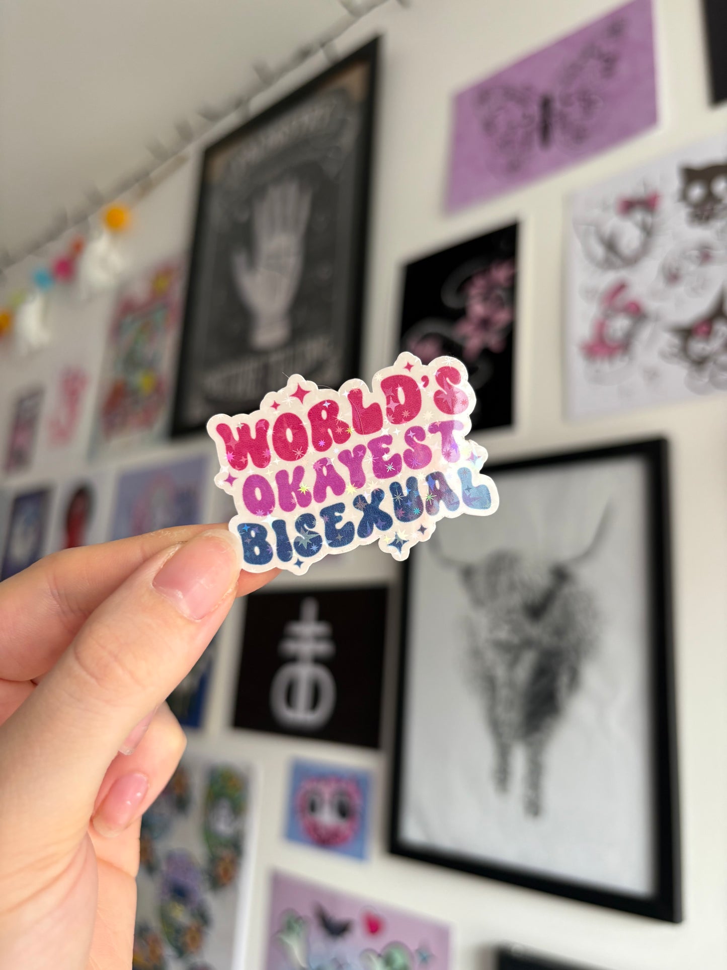 Worlds Okayest Bisexual Holographic Sticker