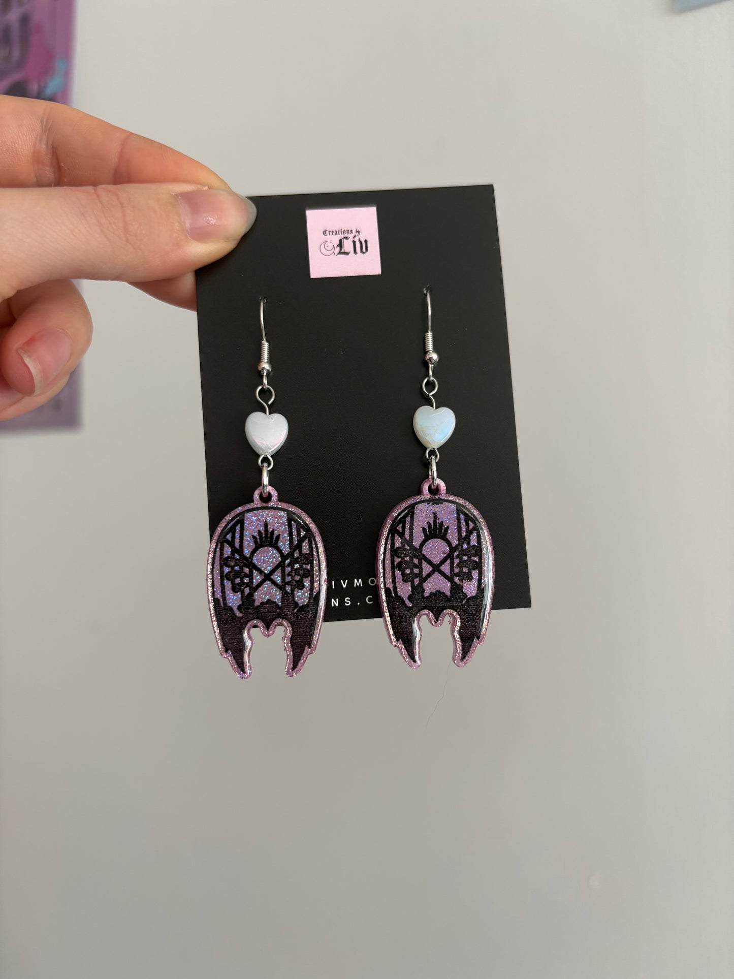Pink Holographic Sleepy Mask Earrings