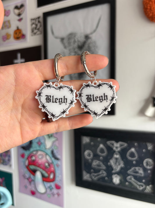 White Blegh Barbed Heart Boot Charms