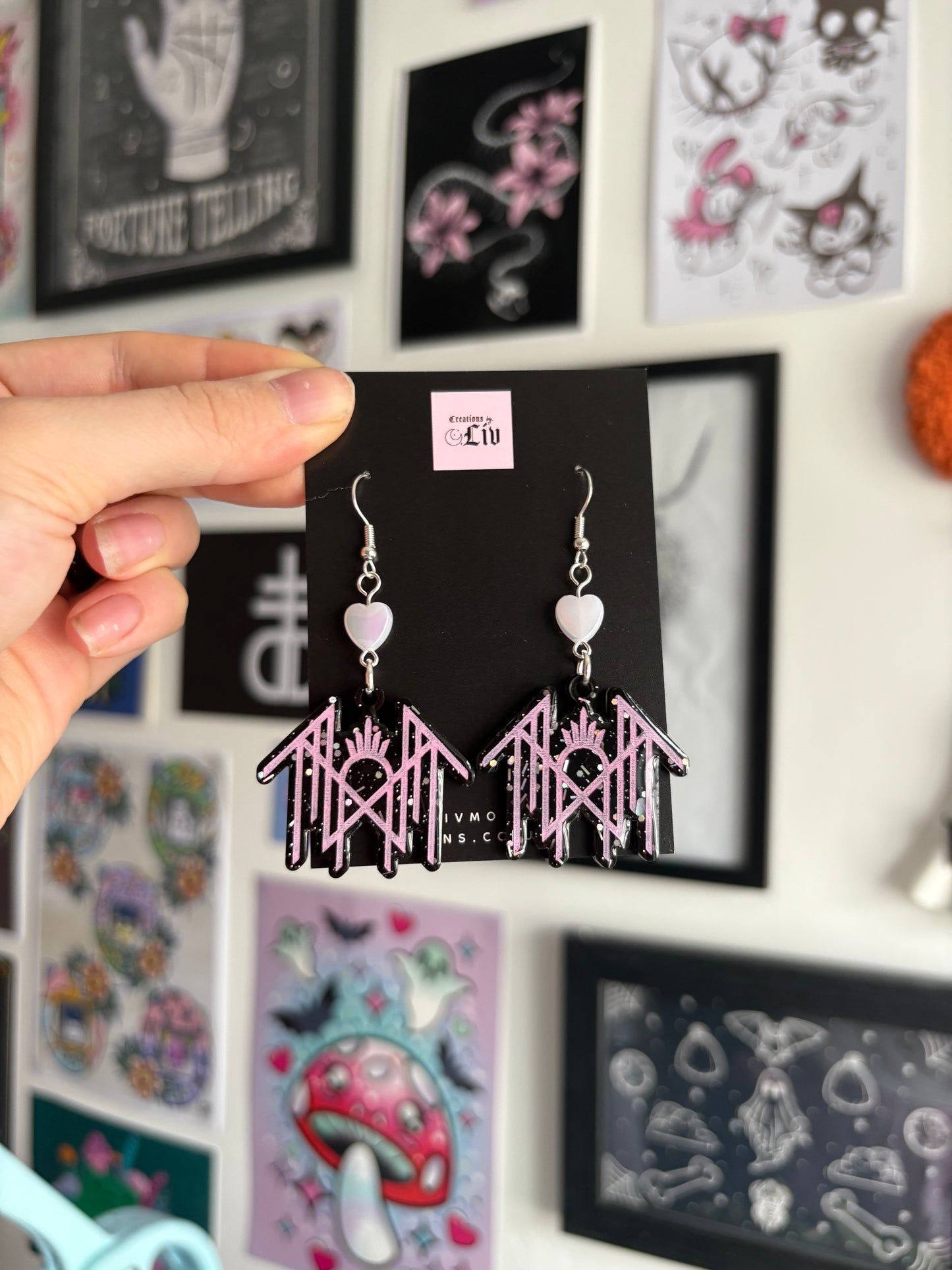 Black & Pink Sleepy Earrings
