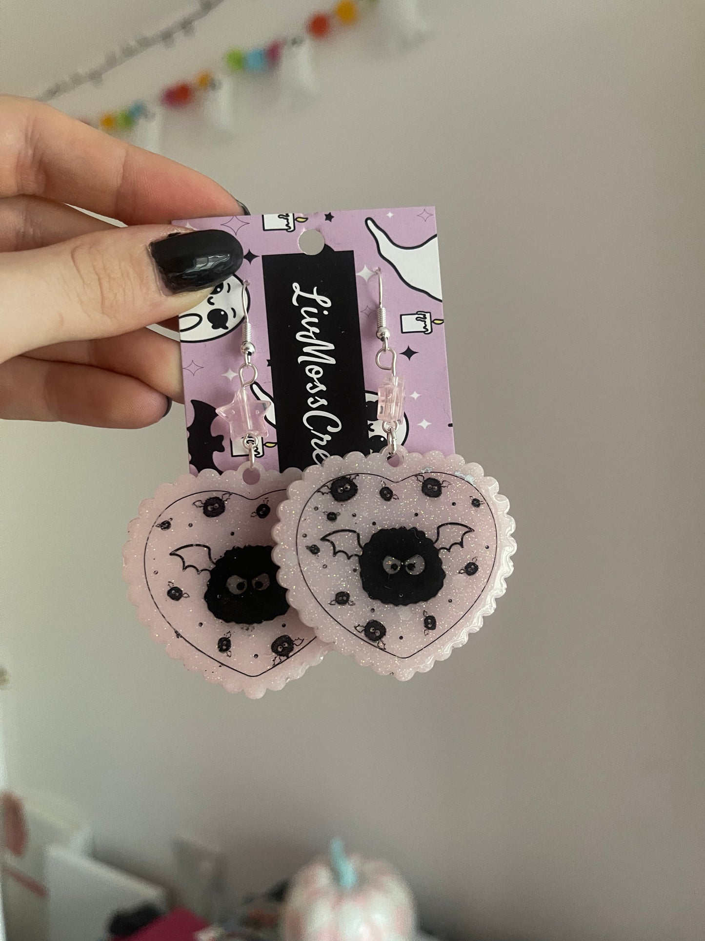 Bat Sprite Hearts Earrings