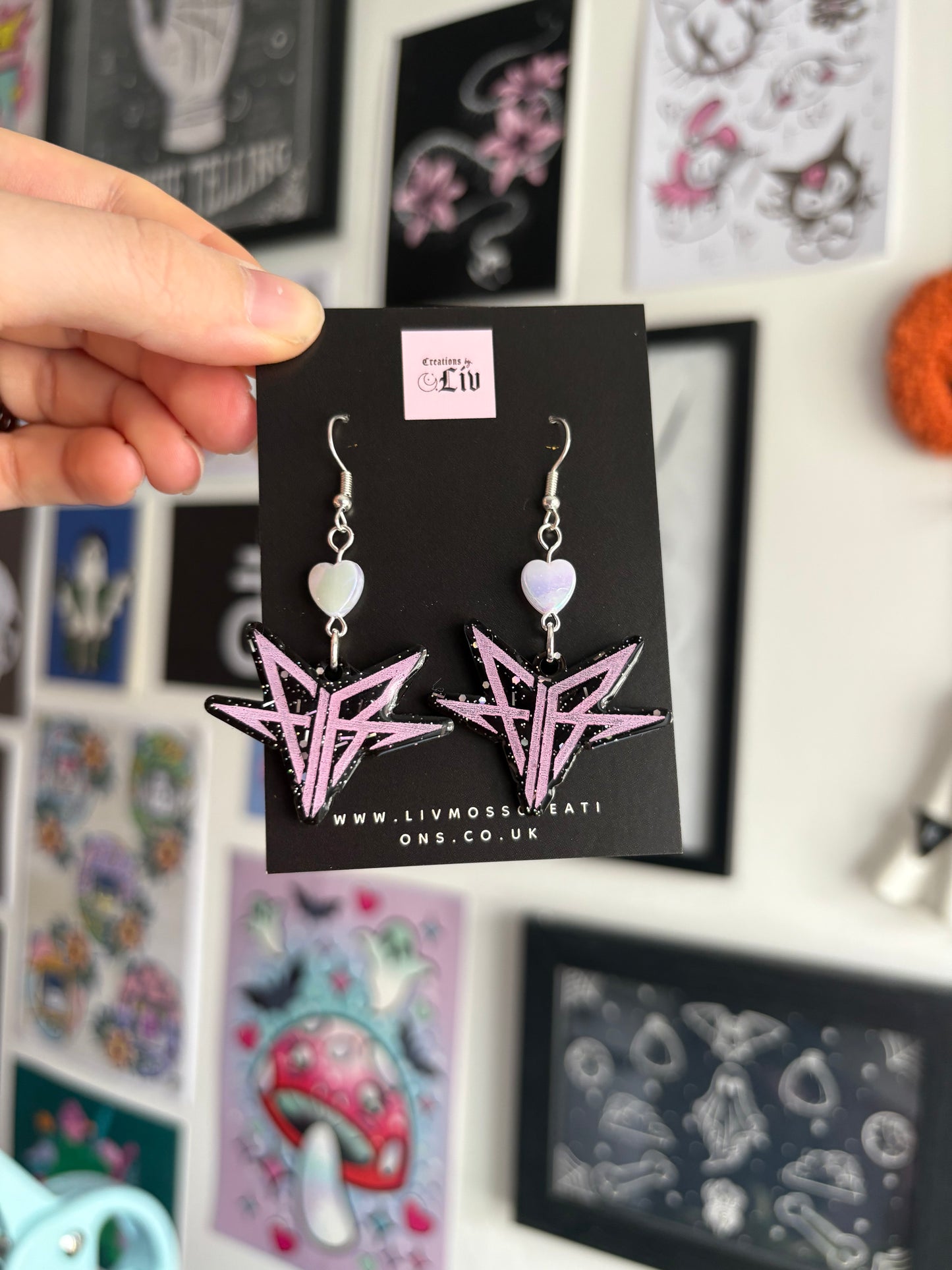 Black & Pink Falling Backwards Earrings