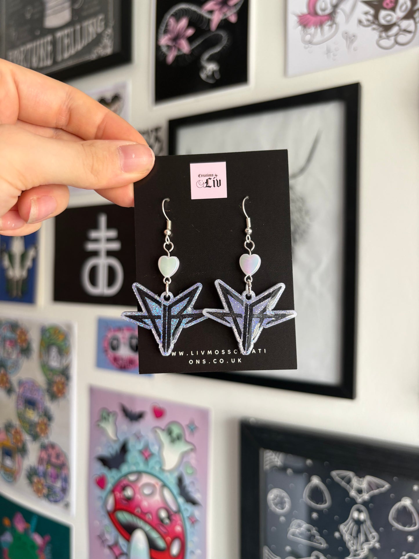 Lilac Holographic Falling Backwards Earrings