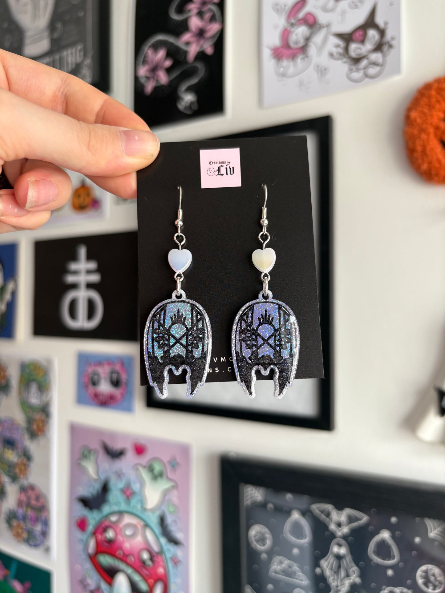 Lilac Holographic Sleepy Mask Earrings