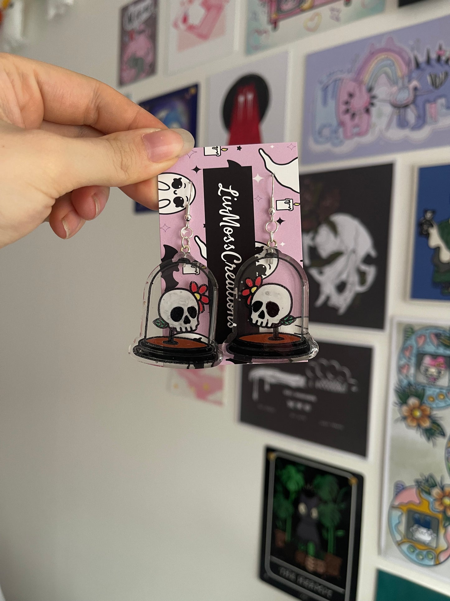 Gothic Clear Skull Jar Earrings