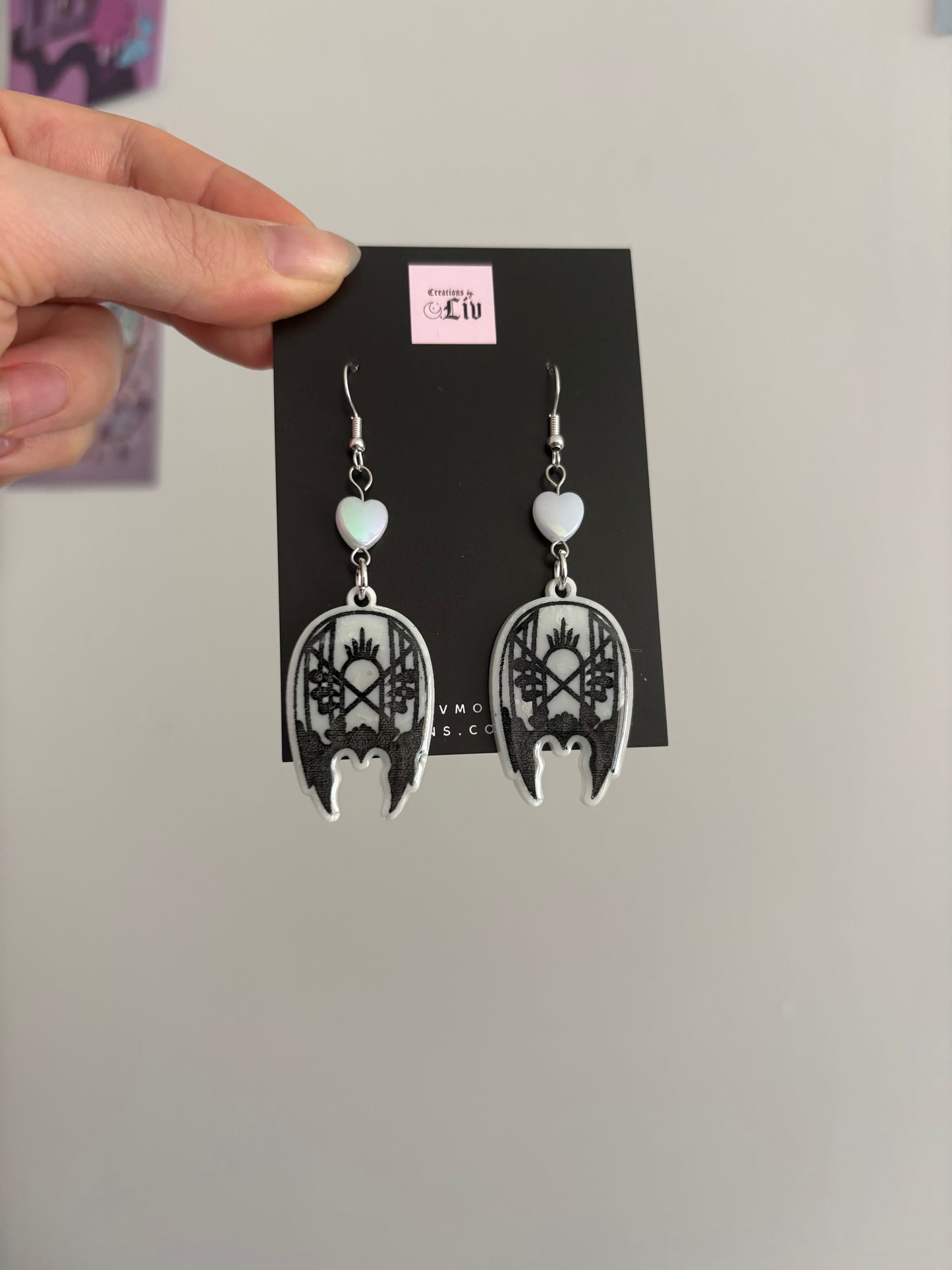 White Sleepy Mask Earrings
