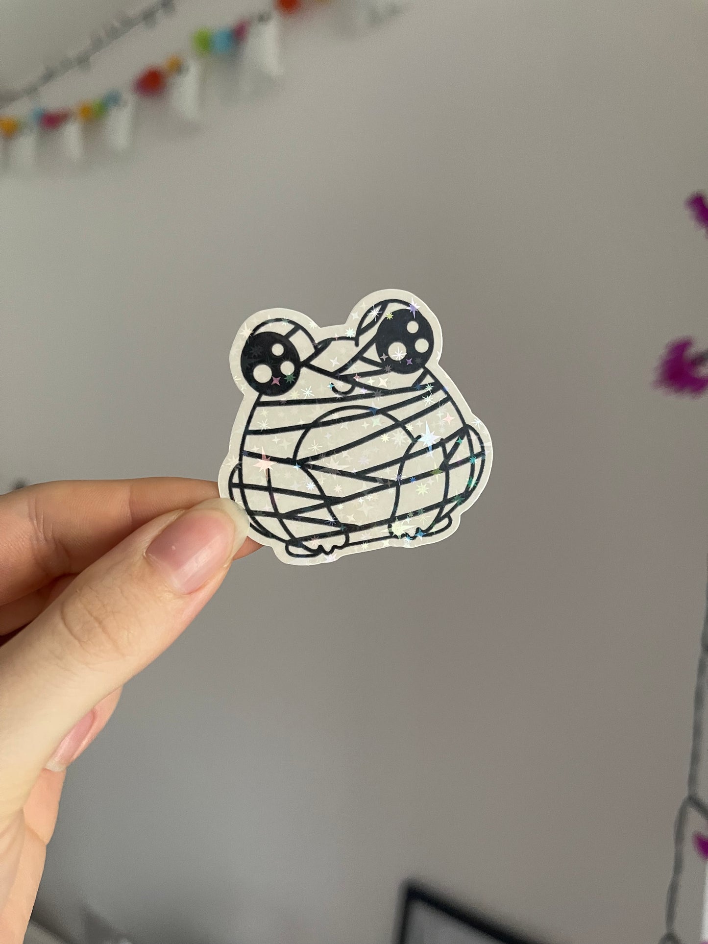 Mummy Frog Holographic Sticker