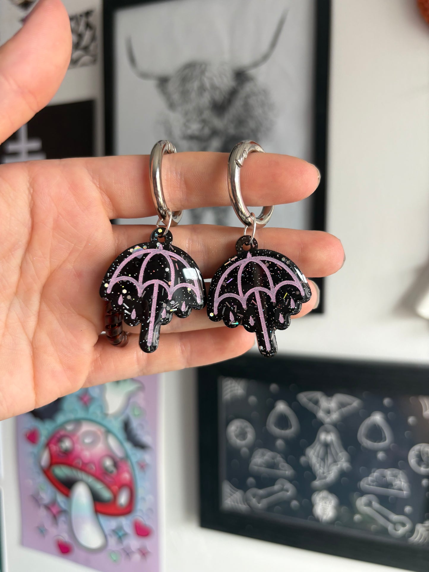 Black & Pink Rainy Umbrella Boot Charms