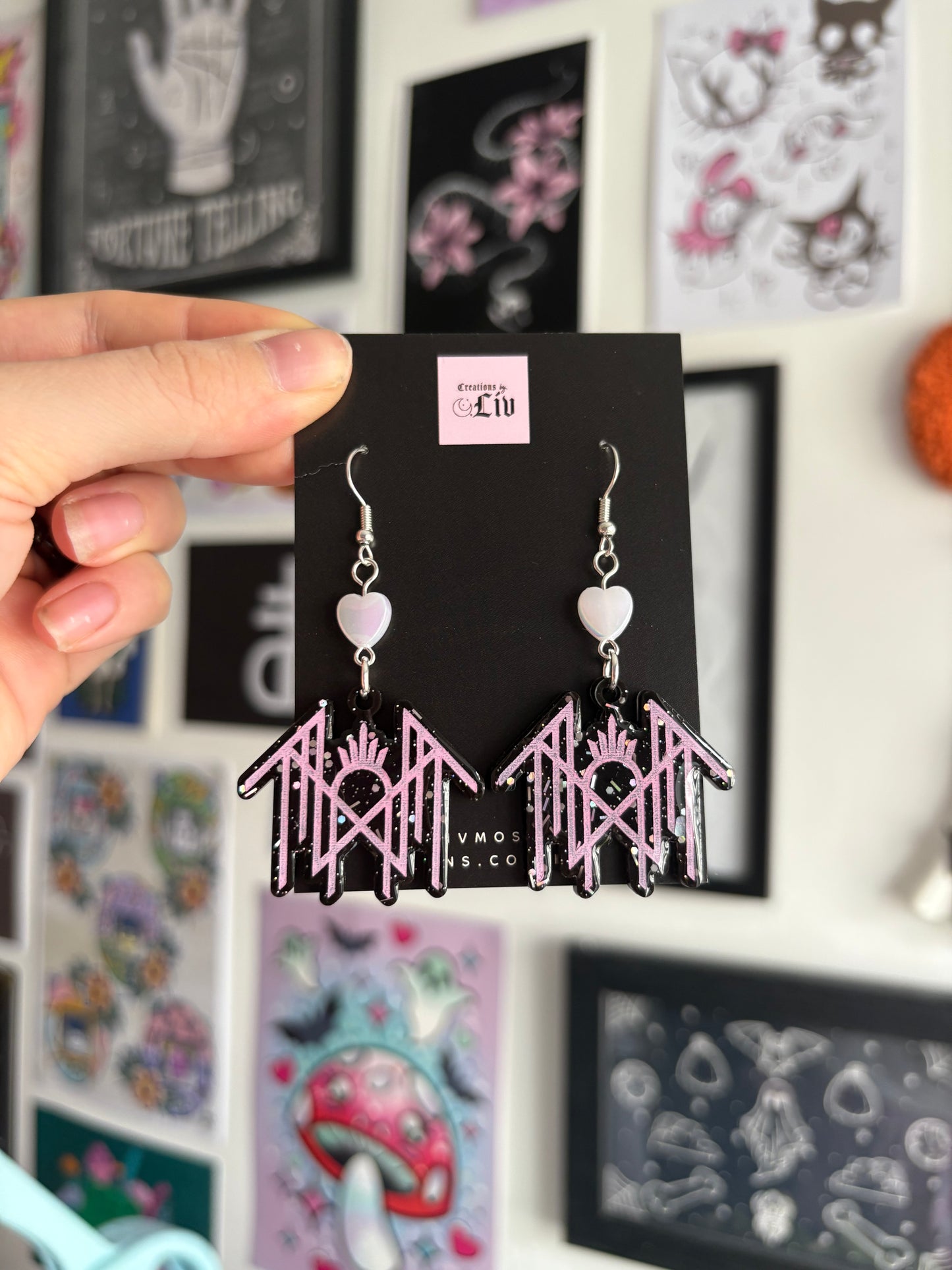 Black & Pink Sleepy Earrings