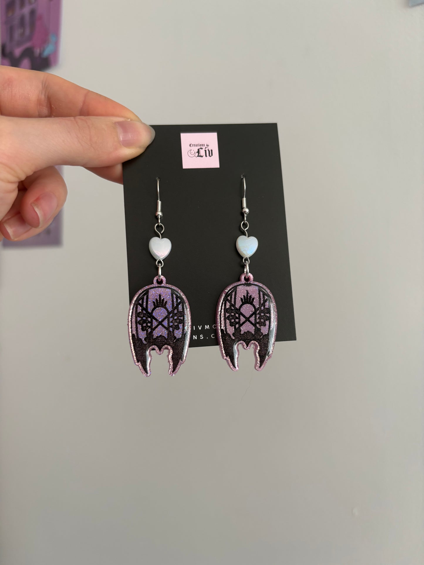 Pink Holographic Sleepy Mask Earrings
