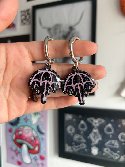 Black & Pink Rainy Umbrella Boot Charms