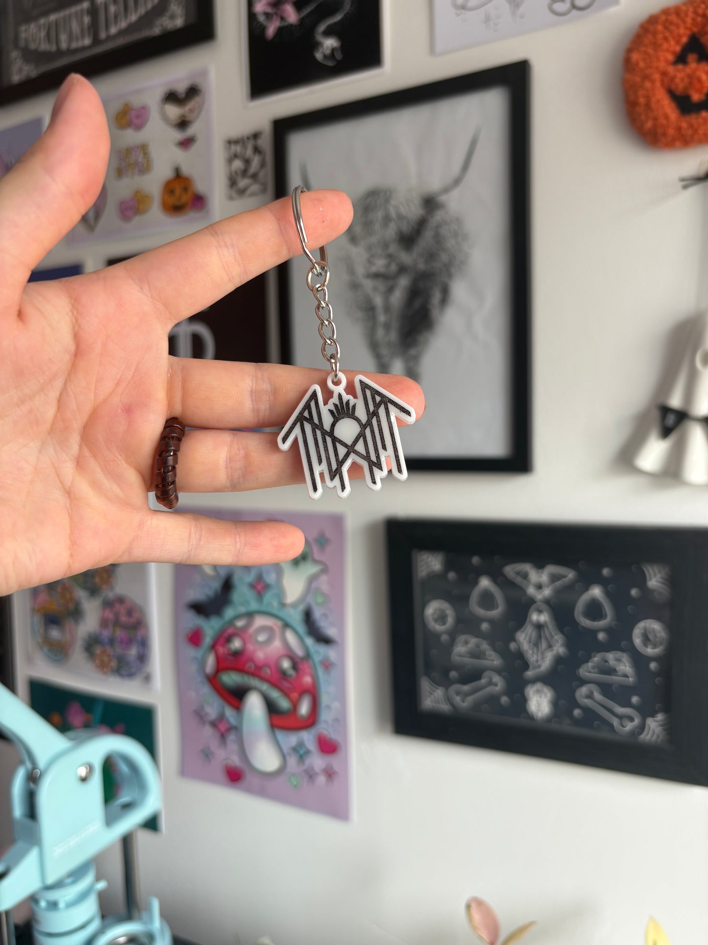 White Sleepy Keyring