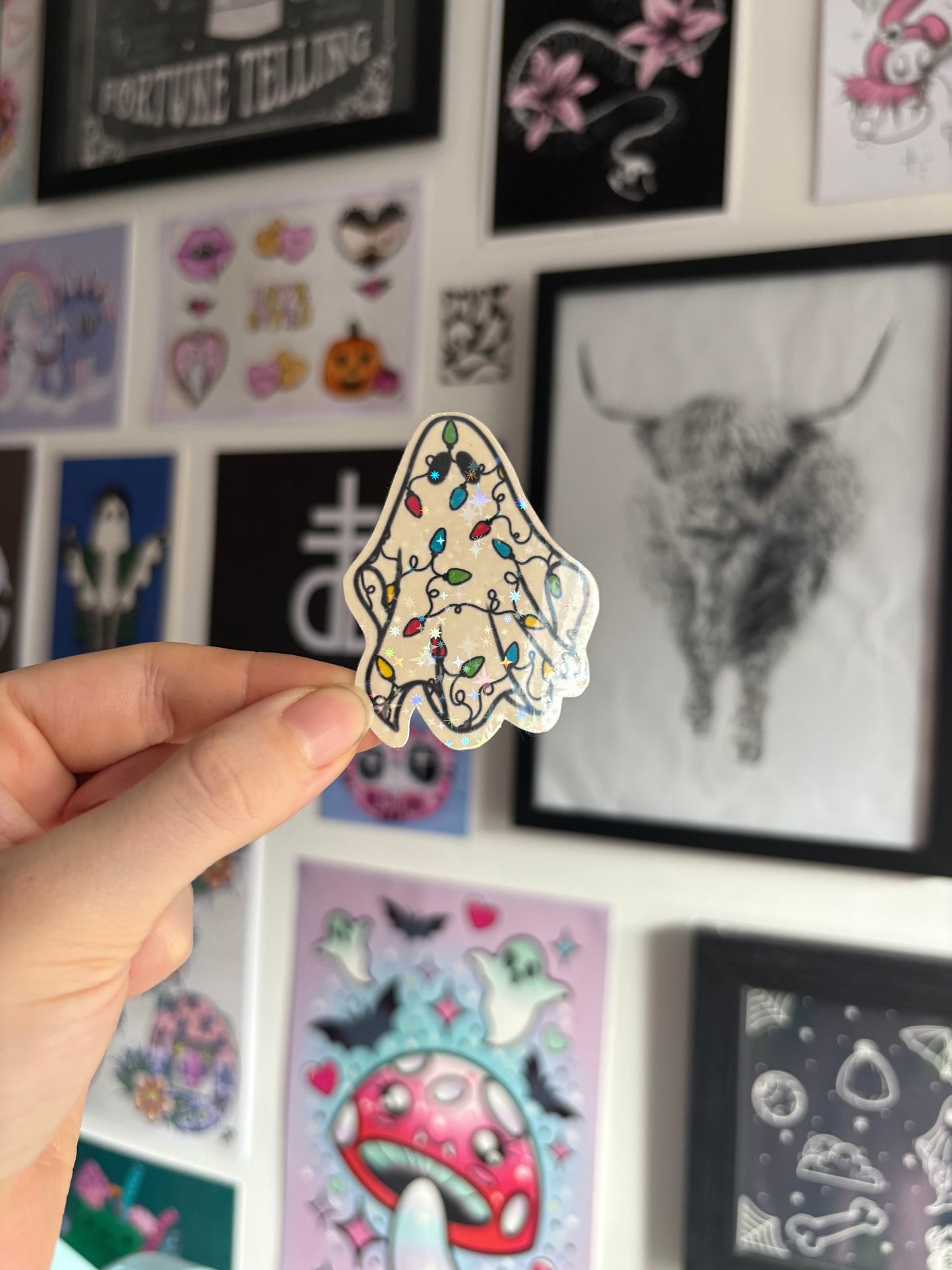 Christmas Lights Ghost Holographic Sticker