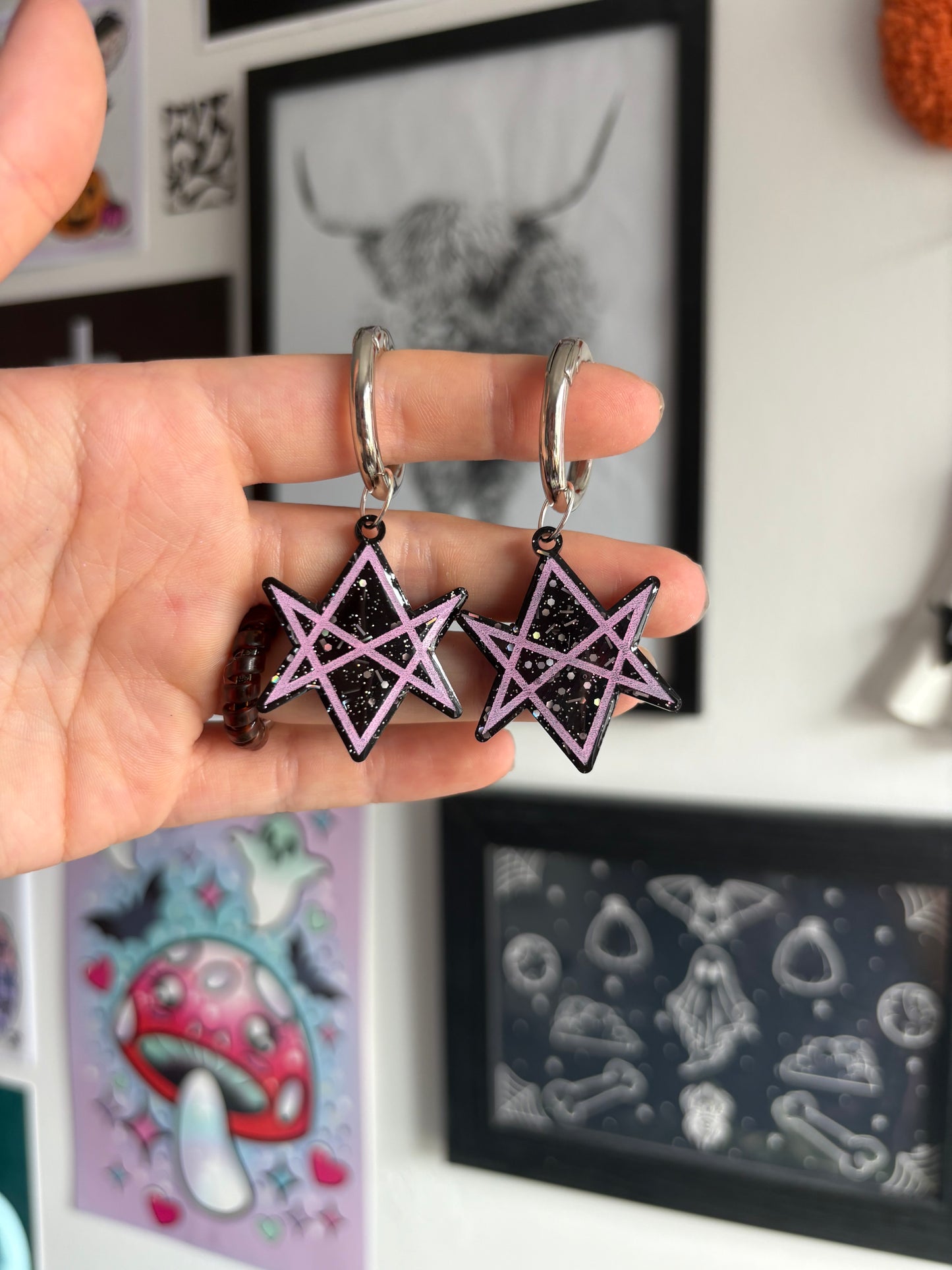 Black & Pink Hexagram Boot Charms