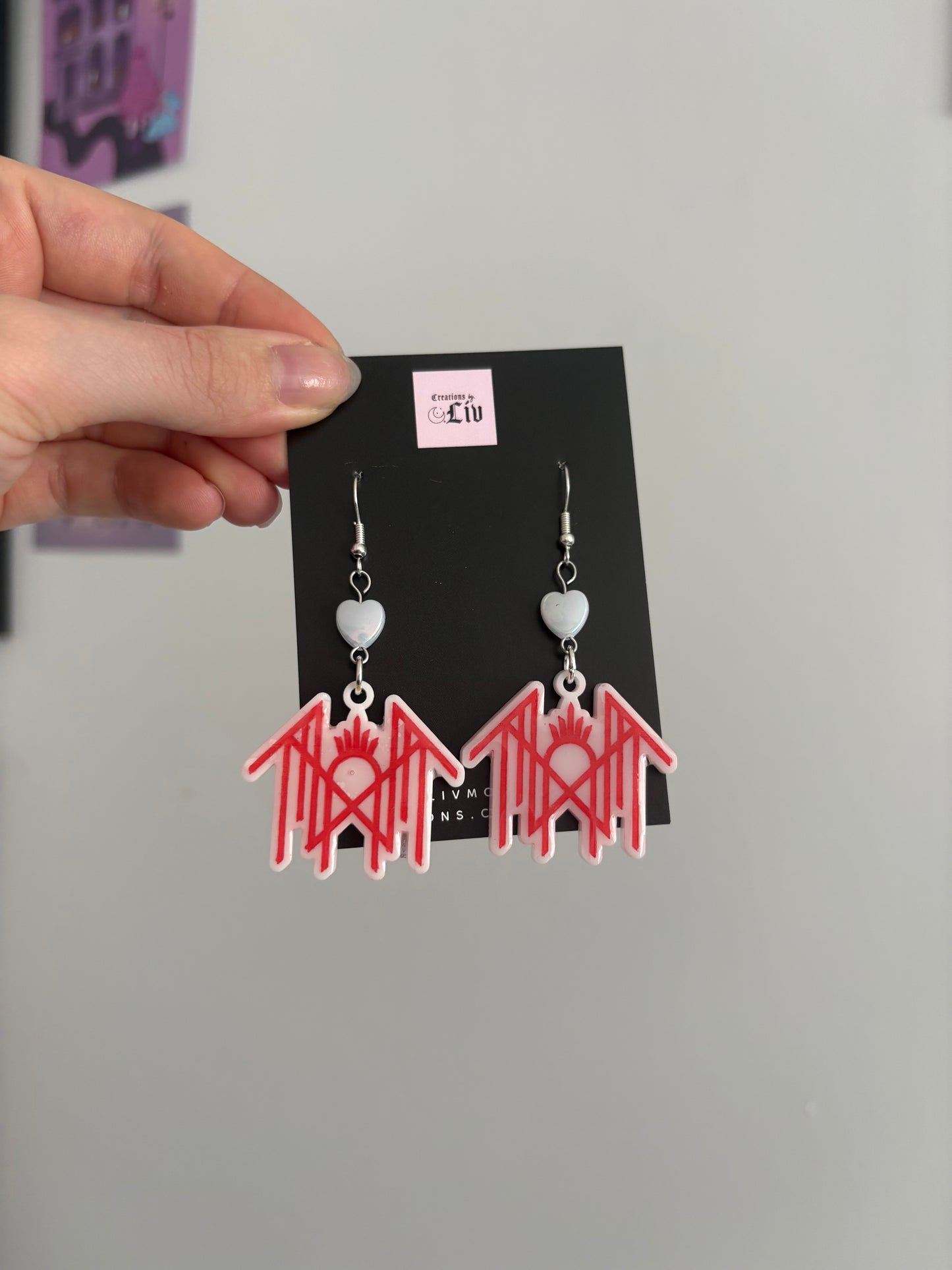 White & Red Sleepy Earrings